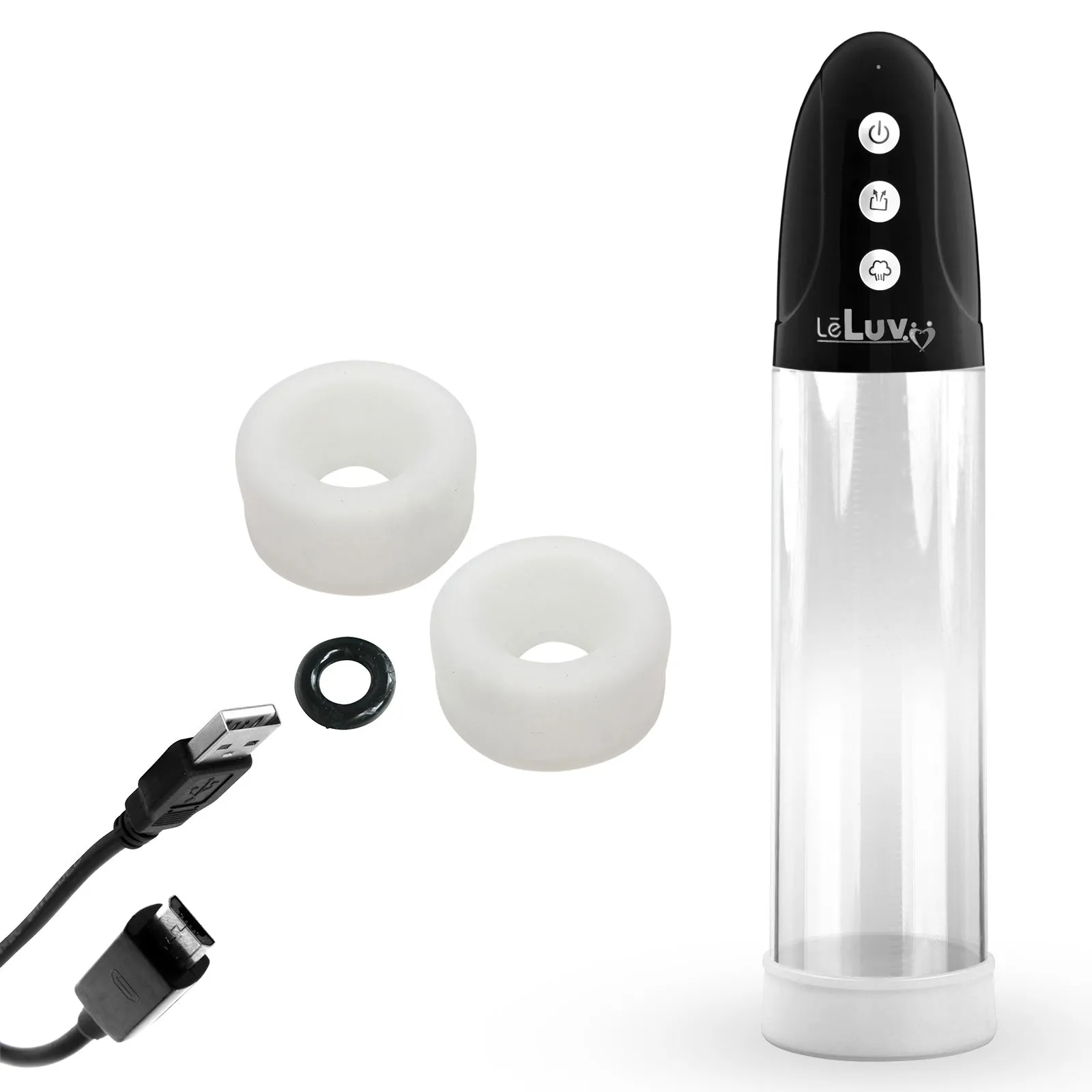 iPump 3-Speed Rechargeable Penis Pump with Donut Cock Ring & 3 Premium Sleeves