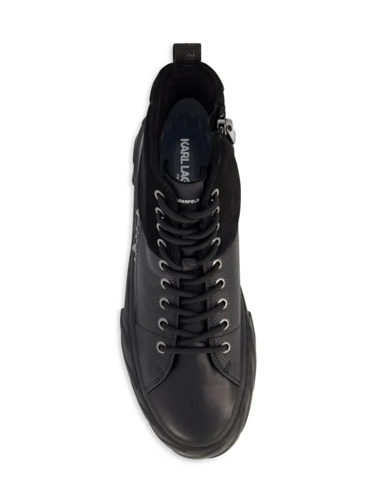 Karl Lagerfeld Paris High Zip Sneakers with Studs, Black