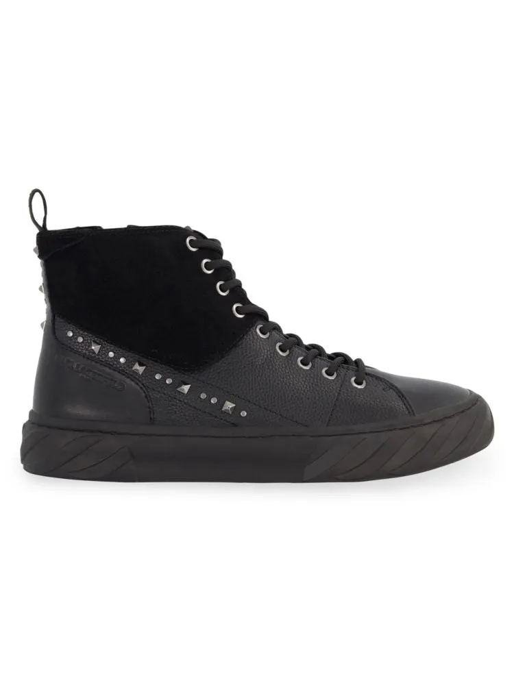 Karl Lagerfeld Paris High Zip Sneakers with Studs, Black