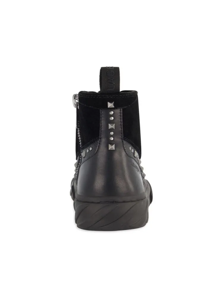 Karl Lagerfeld Paris High Zip Sneakers with Studs, Black