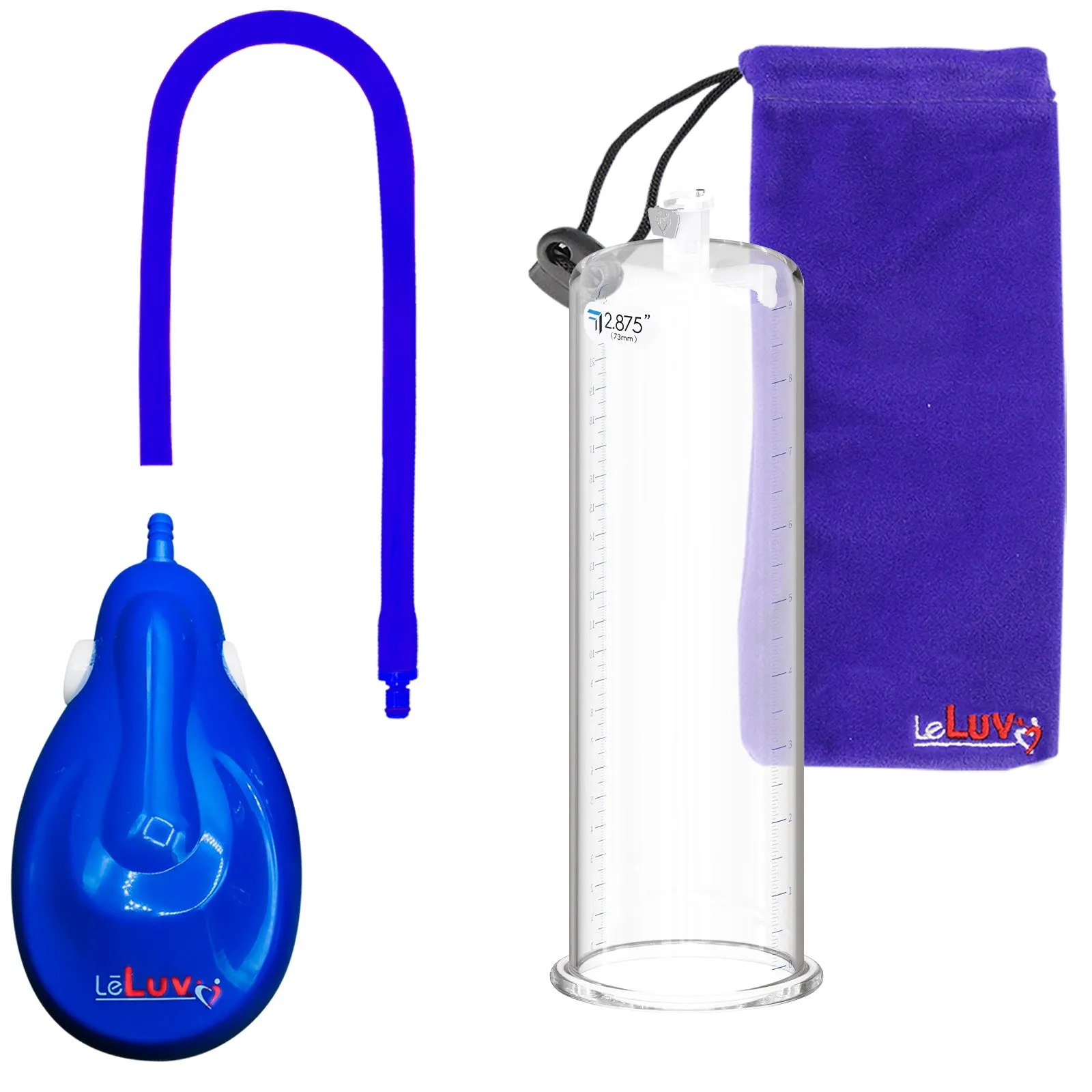 LeLuv eGrip Rechargeable Penis Pump - Round Flange Cylinders with Premium Silicone Hose