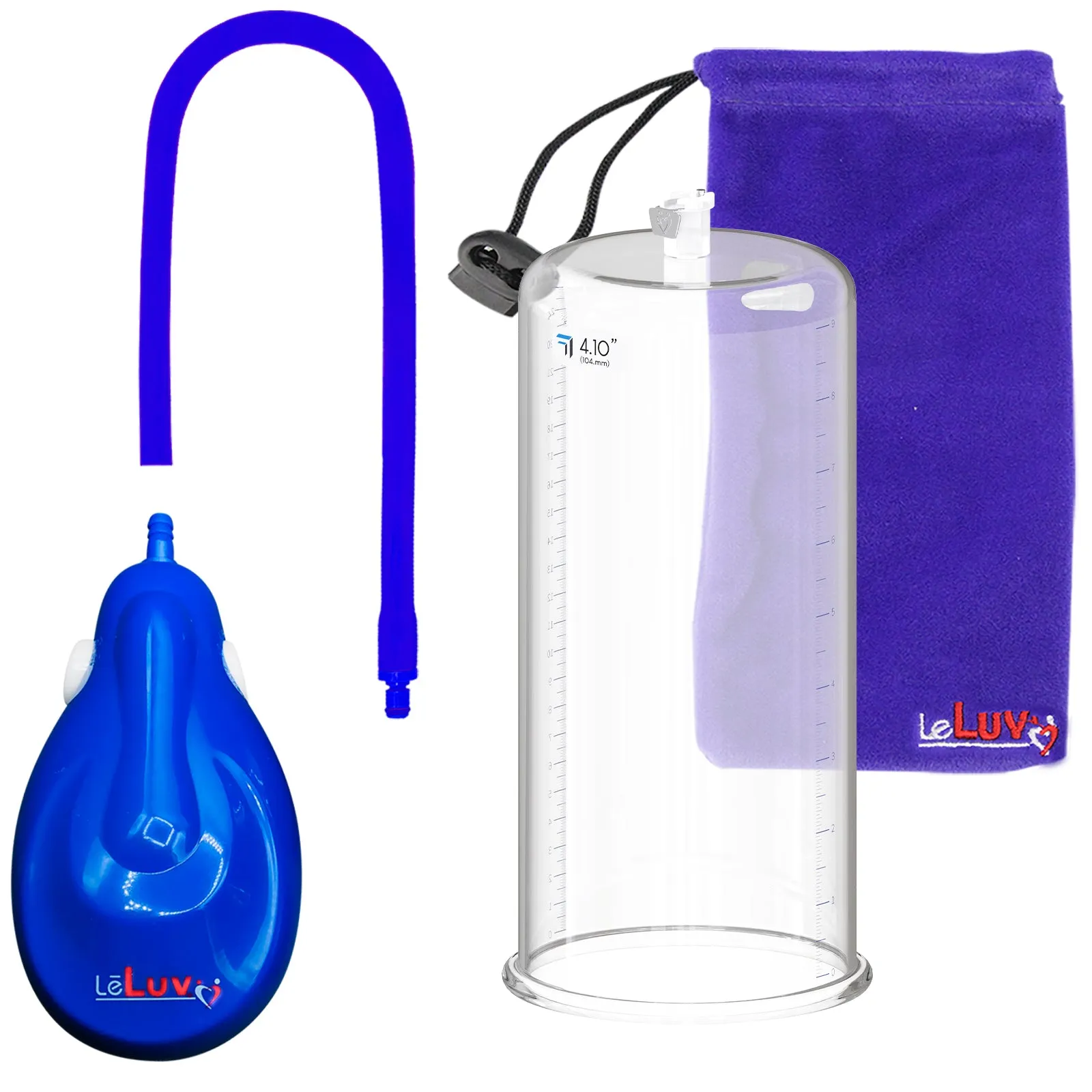 LeLuv eGrip Rechargeable Penis Pump - Round Flange Cylinders with Premium Silicone Hose