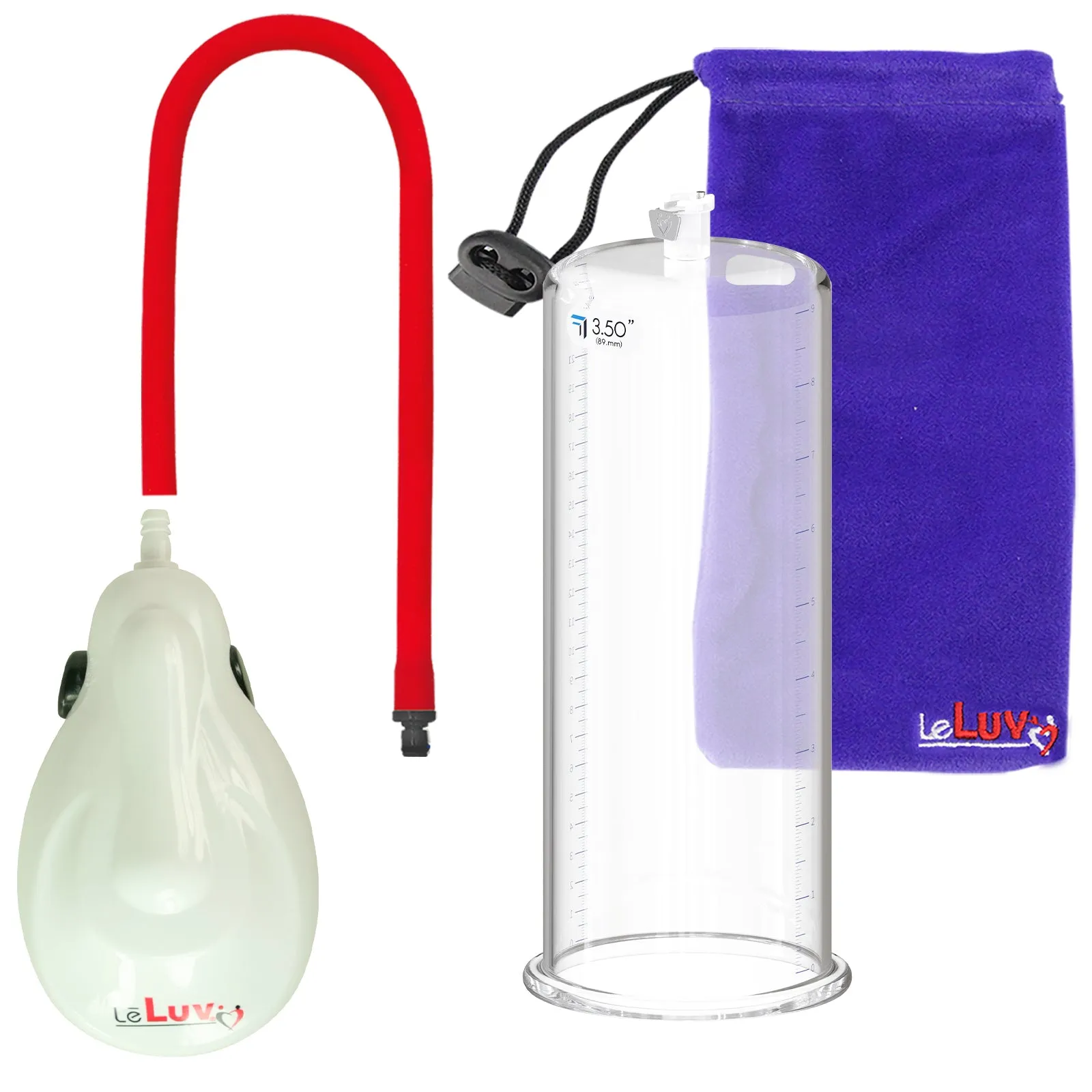 LeLuv eGrip Rechargeable Penis Pump - Round Flange Cylinders with Premium Silicone Hose