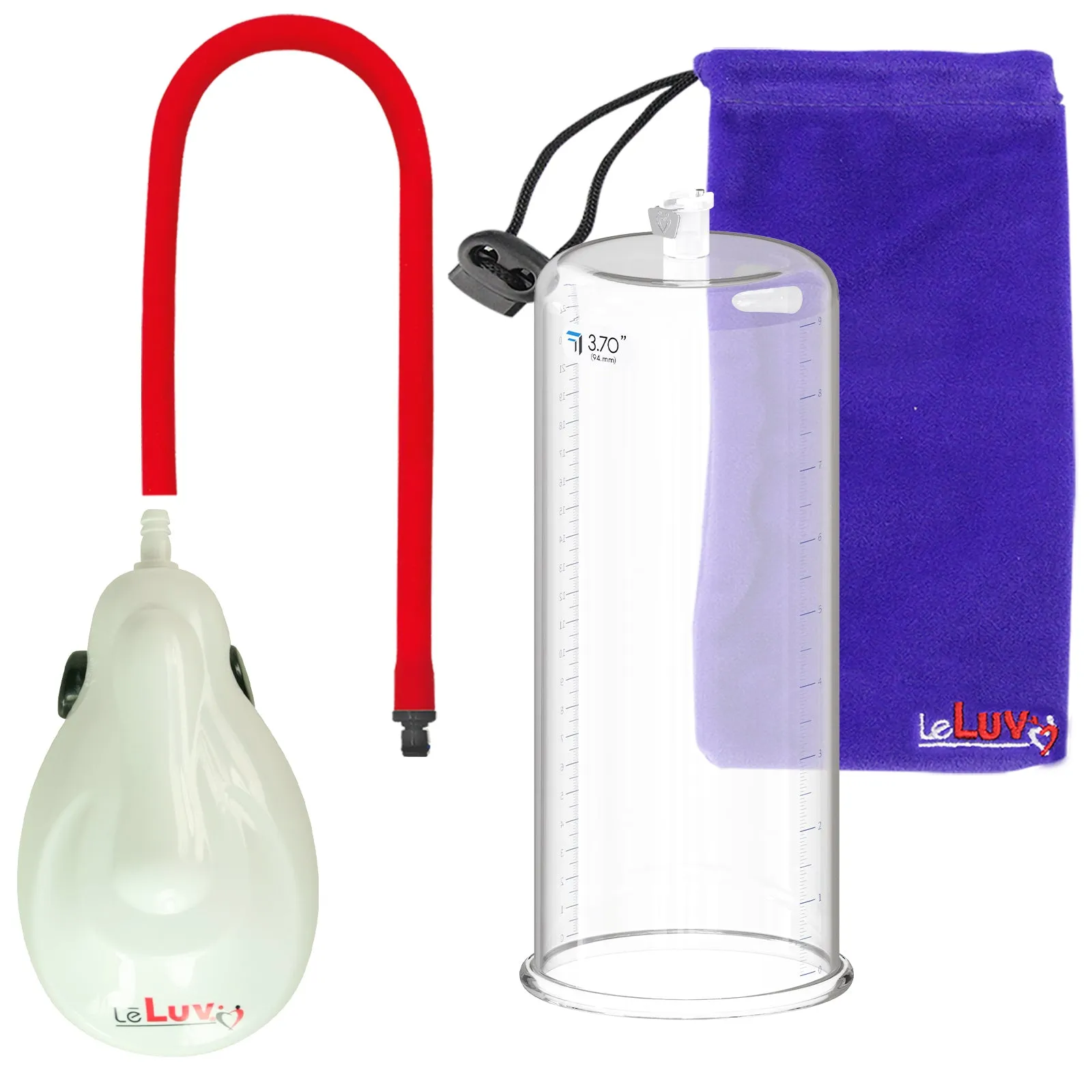 LeLuv eGrip Rechargeable Penis Pump - Round Flange Cylinders with Premium Silicone Hose