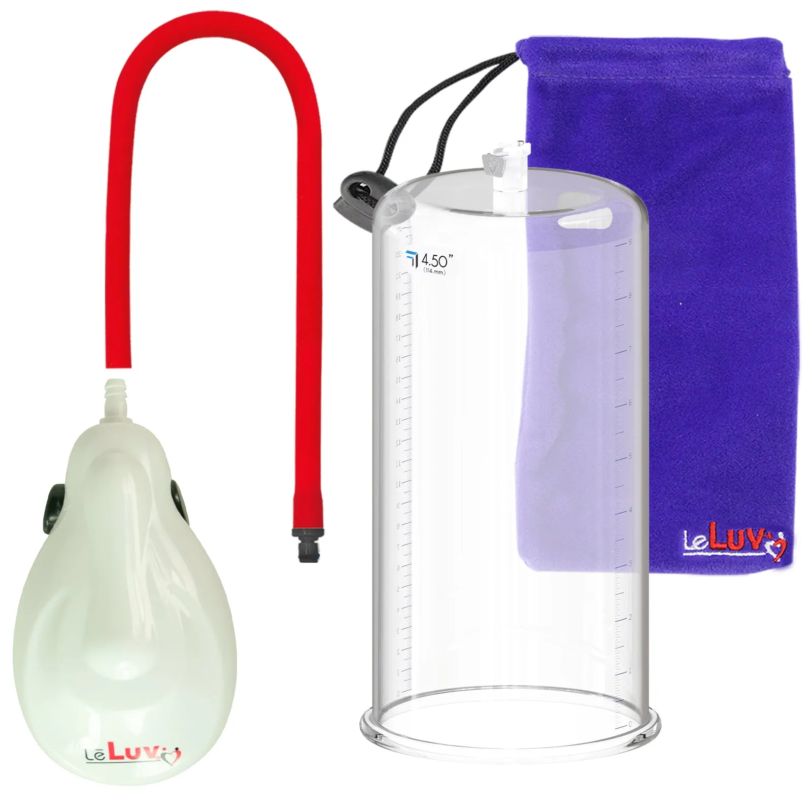 LeLuv eGrip Rechargeable Penis Pump - Round Flange Cylinders with Premium Silicone Hose