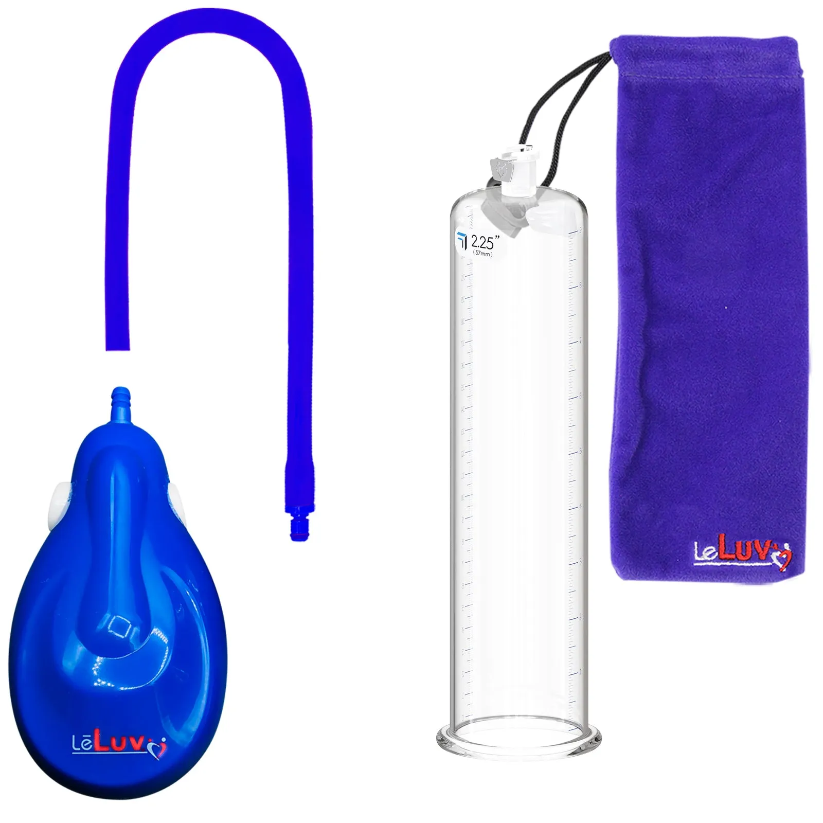 LeLuv eGrip Rechargeable Penis Pump - Round Flange Cylinders with Premium Silicone Hose