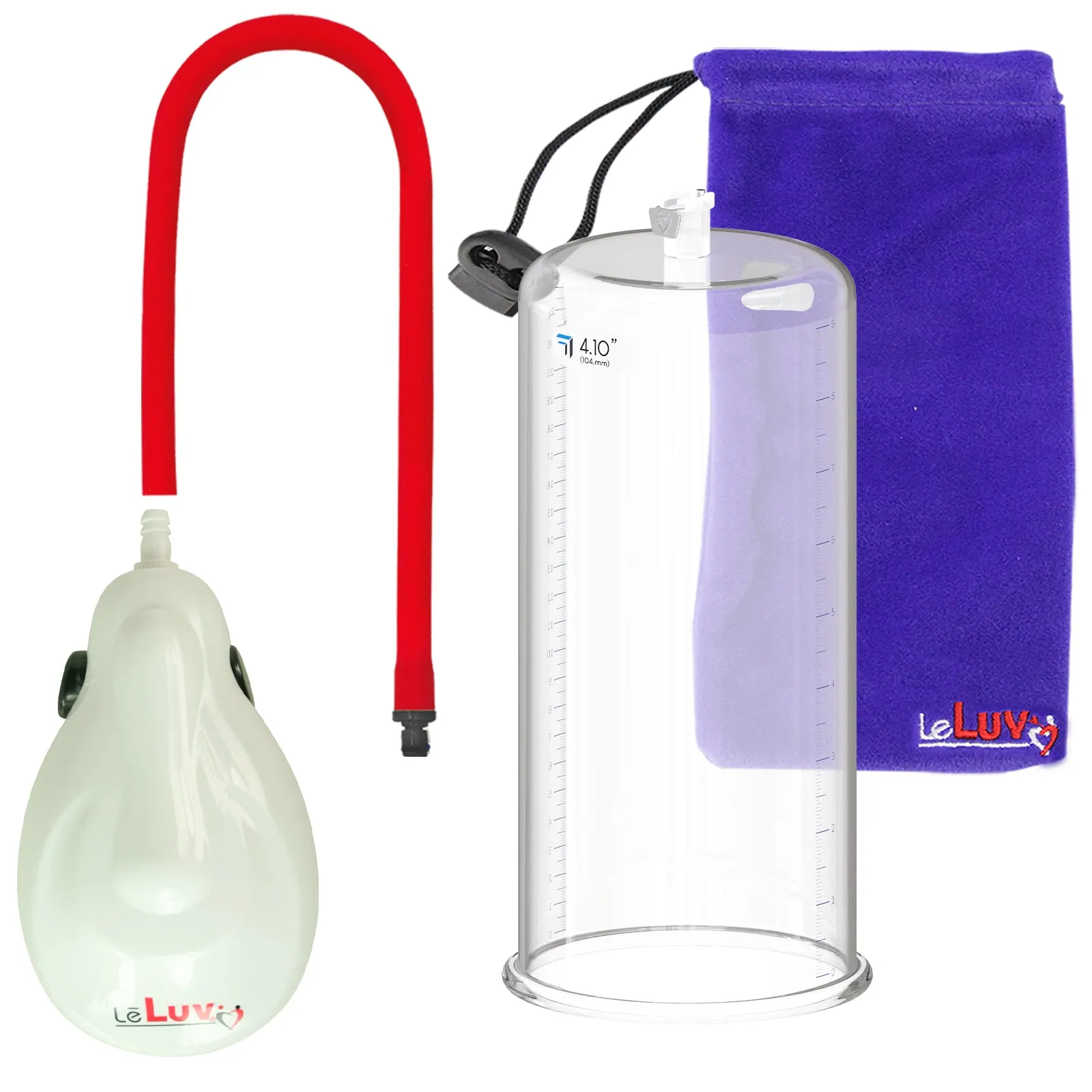 LeLuv eGrip Rechargeable Penis Pump - Round Flange Cylinders with Premium Silicone Hose