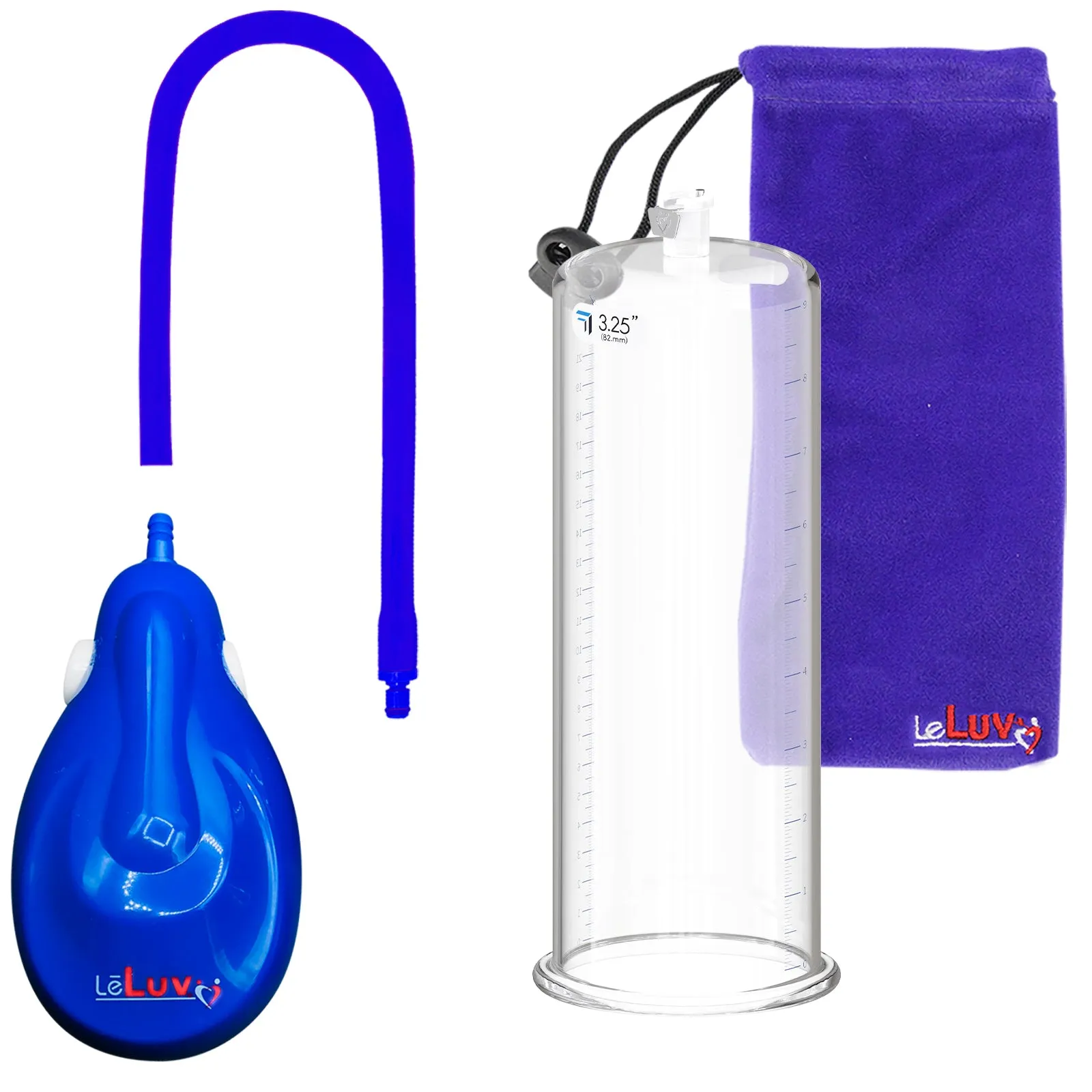 LeLuv eGrip Rechargeable Penis Pump - Round Flange Cylinders with Premium Silicone Hose