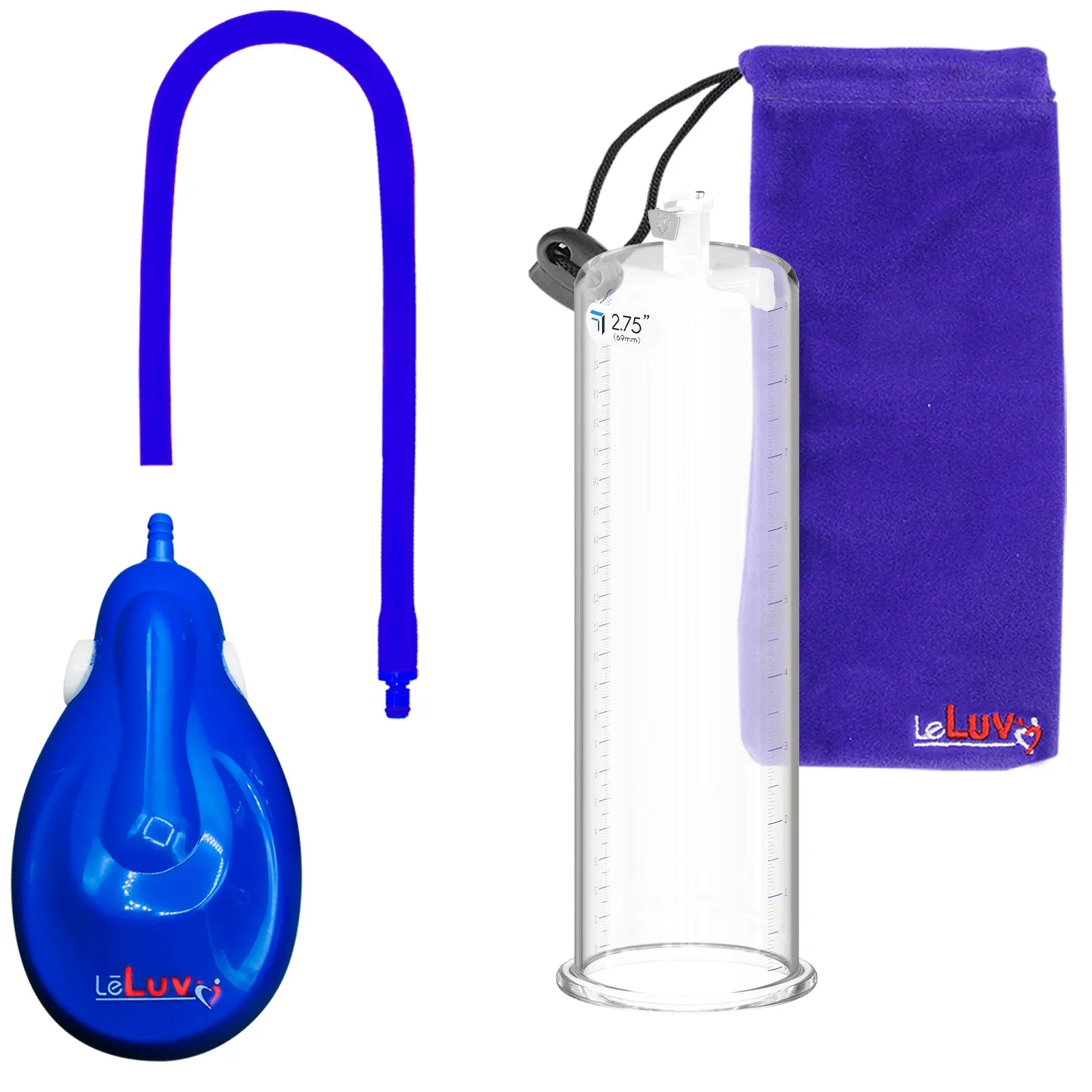 LeLuv eGrip Rechargeable Penis Pump - Round Flange Cylinders with Premium Silicone Hose