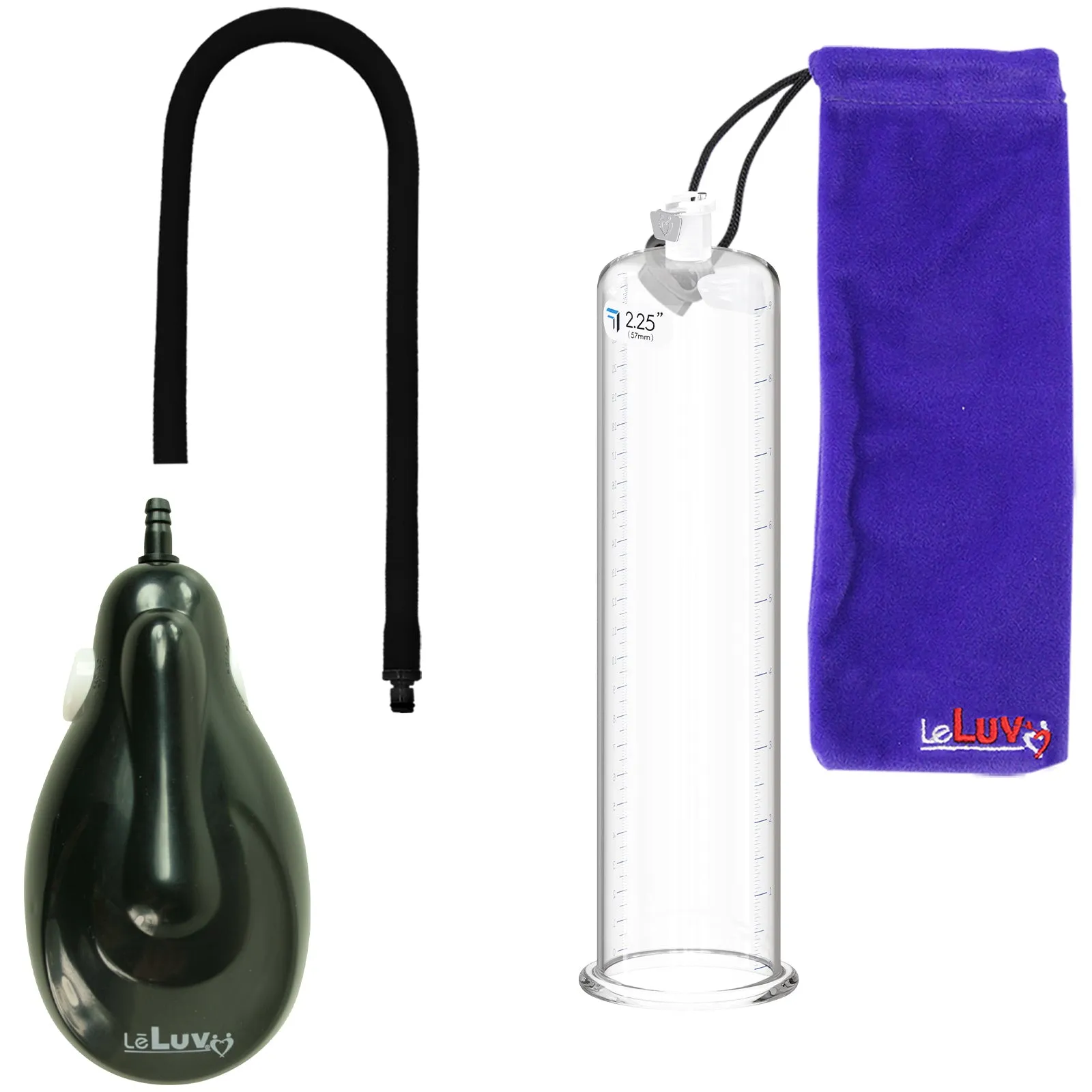 LeLuv eGrip Rechargeable Penis Pump - Round Flange Cylinders with Premium Silicone Hose