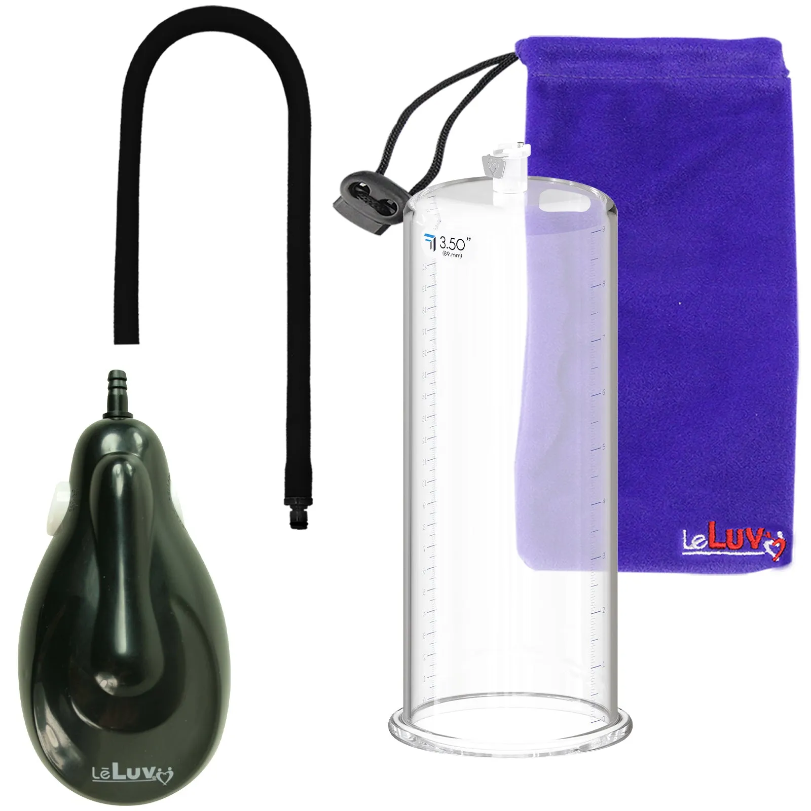 LeLuv eGrip Rechargeable Penis Pump - Round Flange Cylinders with Premium Silicone Hose