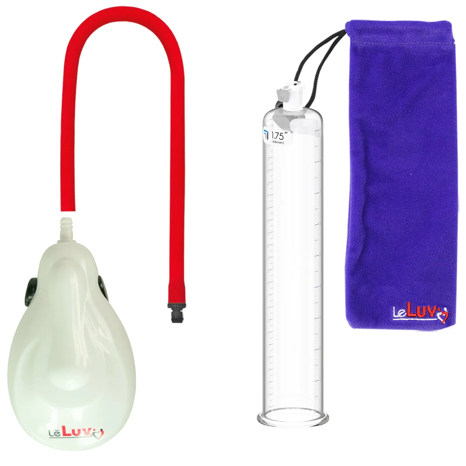 LeLuv eGrip Rechargeable Penis Pump - Round Flange Cylinders with Premium Silicone Hose