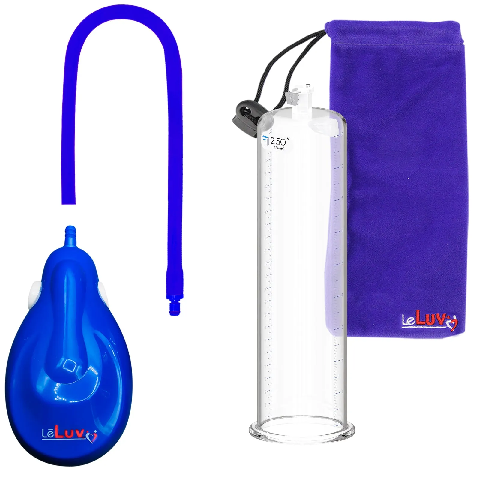 LeLuv eGrip Rechargeable Penis Pump - Round Flange Cylinders with Premium Silicone Hose