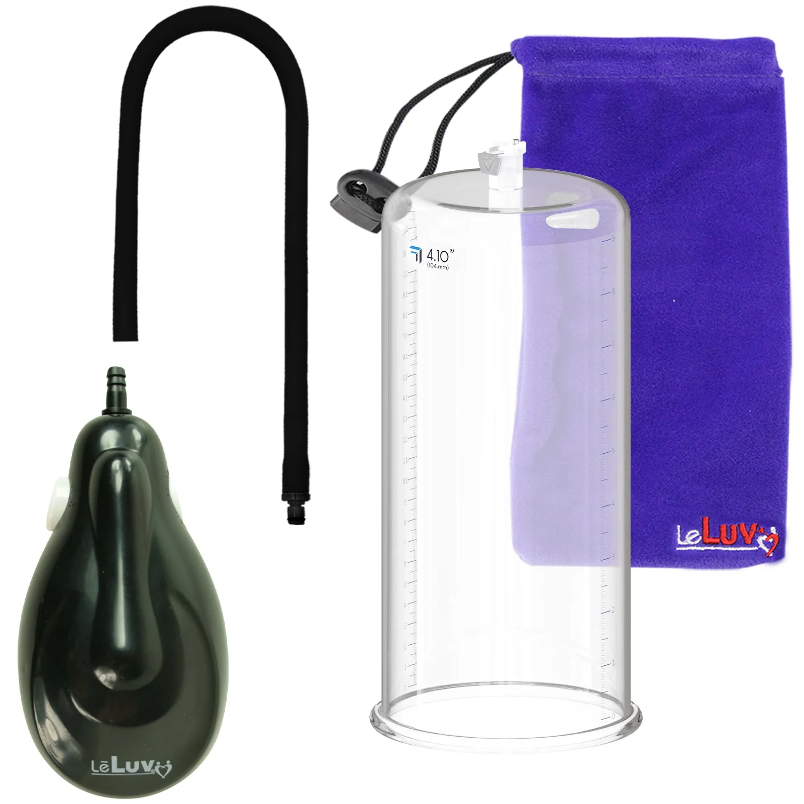 LeLuv eGrip Rechargeable Penis Pump - Round Flange Cylinders with Premium Silicone Hose