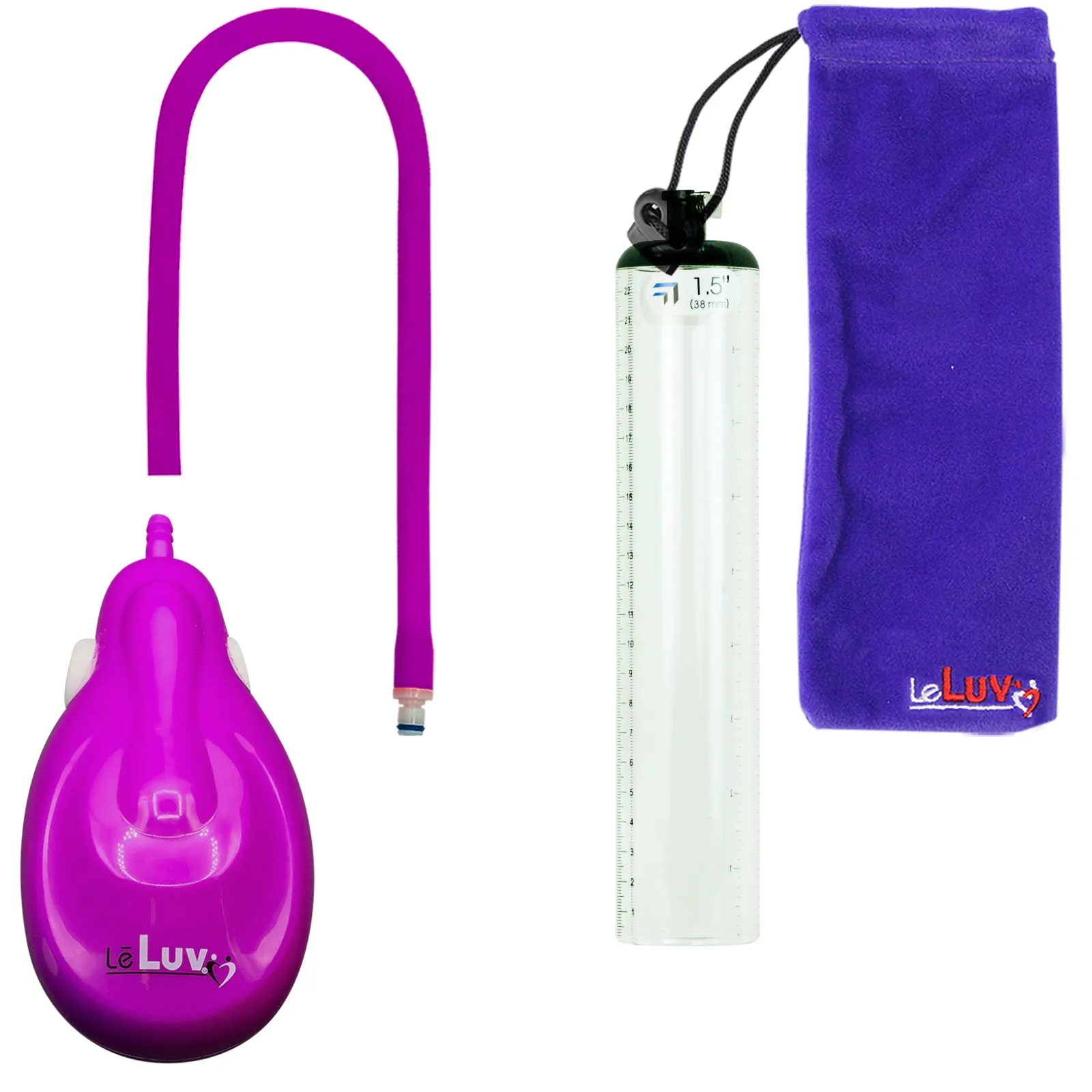 LeLuv eGrip Rechargeable Penis Pump - Thick-Walled Cylinders with Premium Silicone Hose