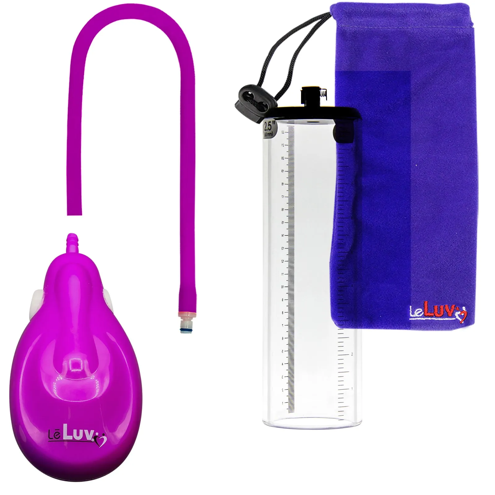 LeLuv eGrip Rechargeable Penis Pump - Thick-Walled Cylinders with Premium Silicone Hose