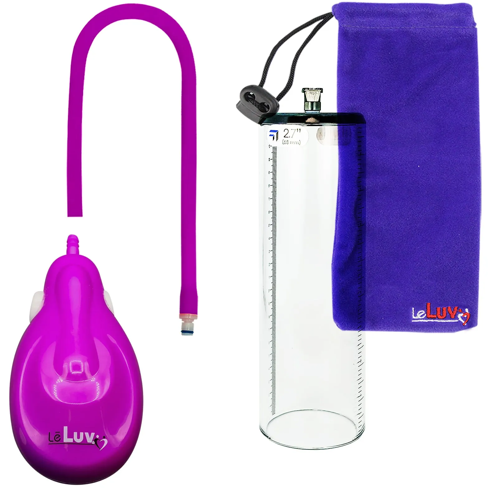 LeLuv eGrip Rechargeable Penis Pump - Thick-Walled Cylinders with Premium Silicone Hose