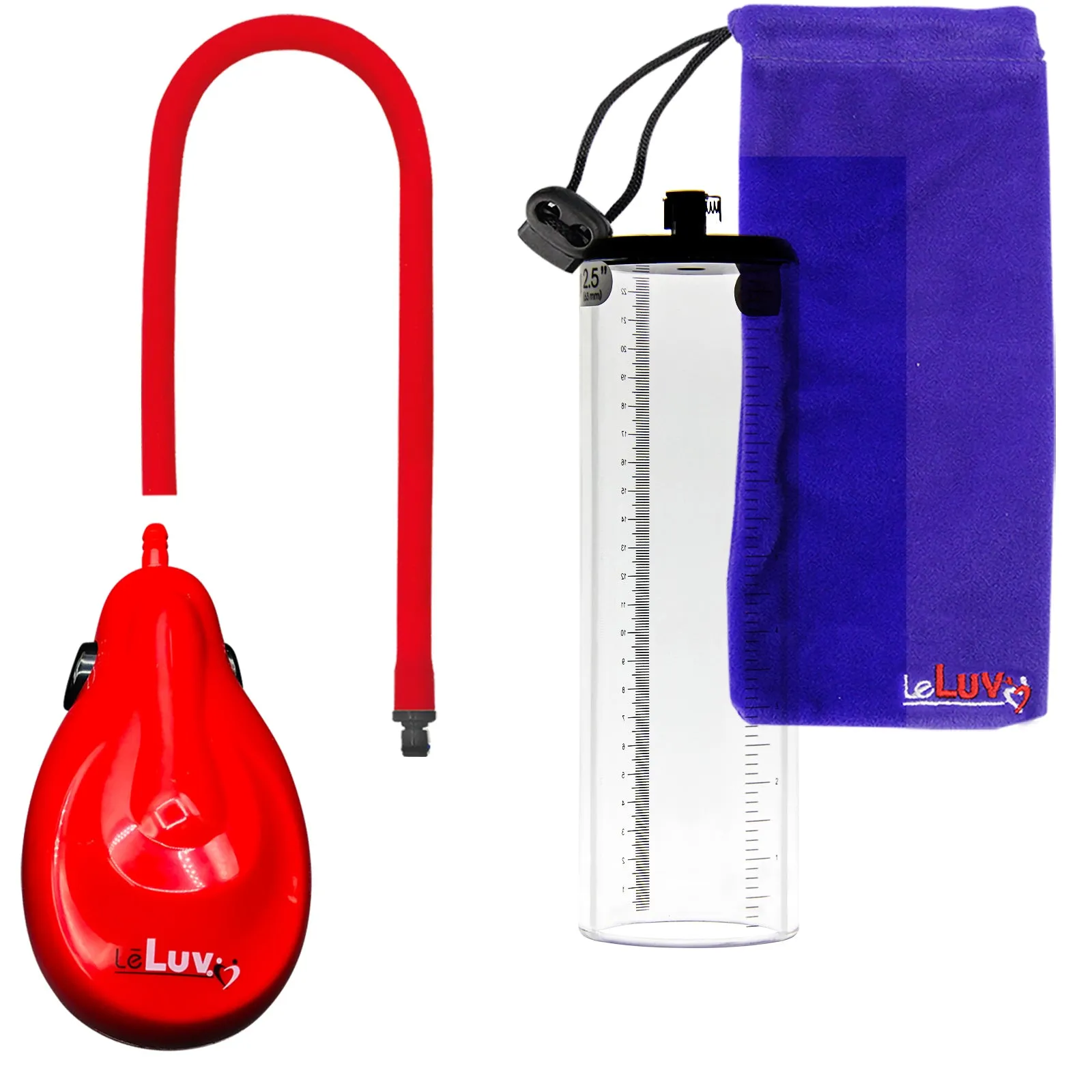 LeLuv eGrip Rechargeable Penis Pump - Thick-Walled Cylinders with Premium Silicone Hose