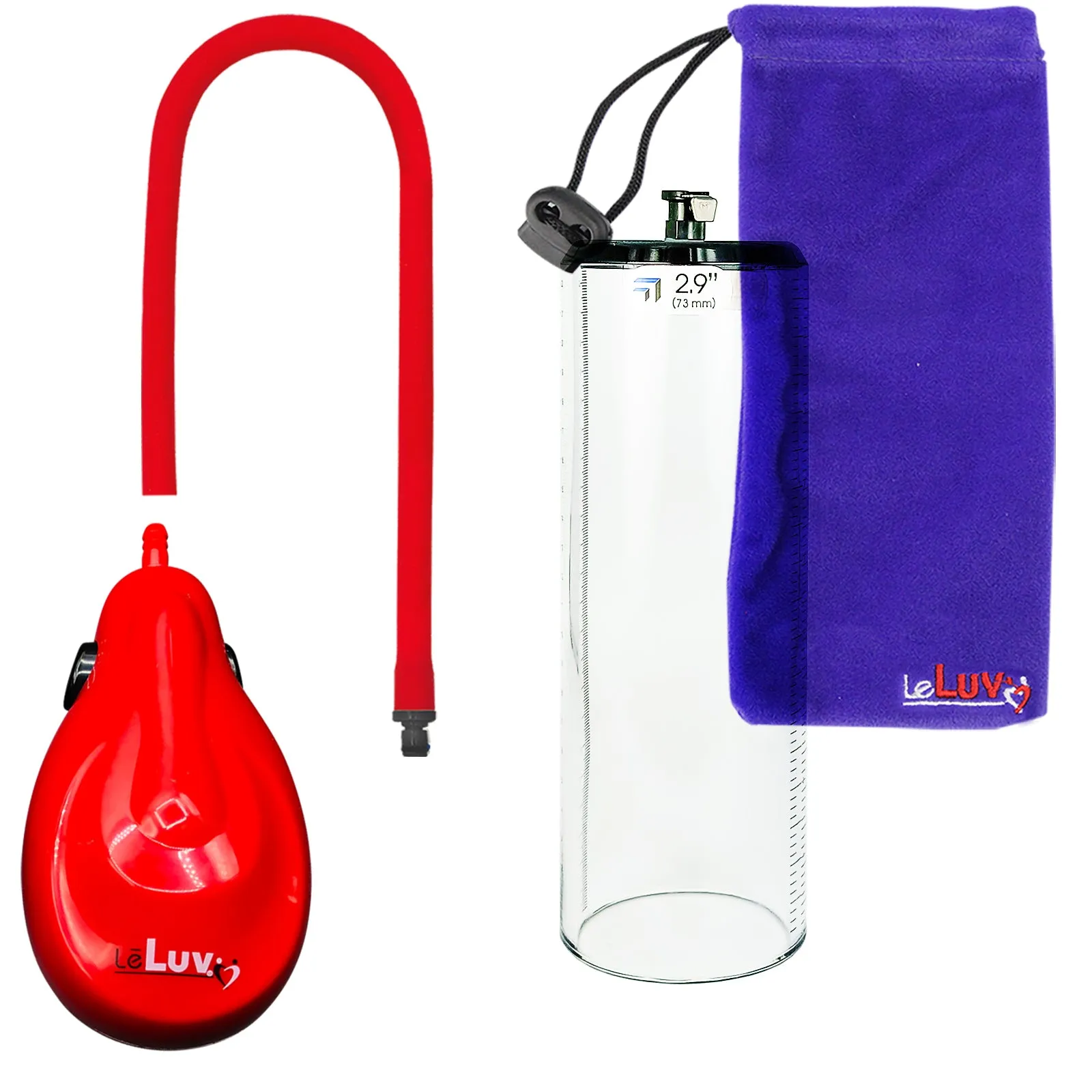 LeLuv eGrip Rechargeable Penis Pump - Thick-Walled Cylinders with Premium Silicone Hose