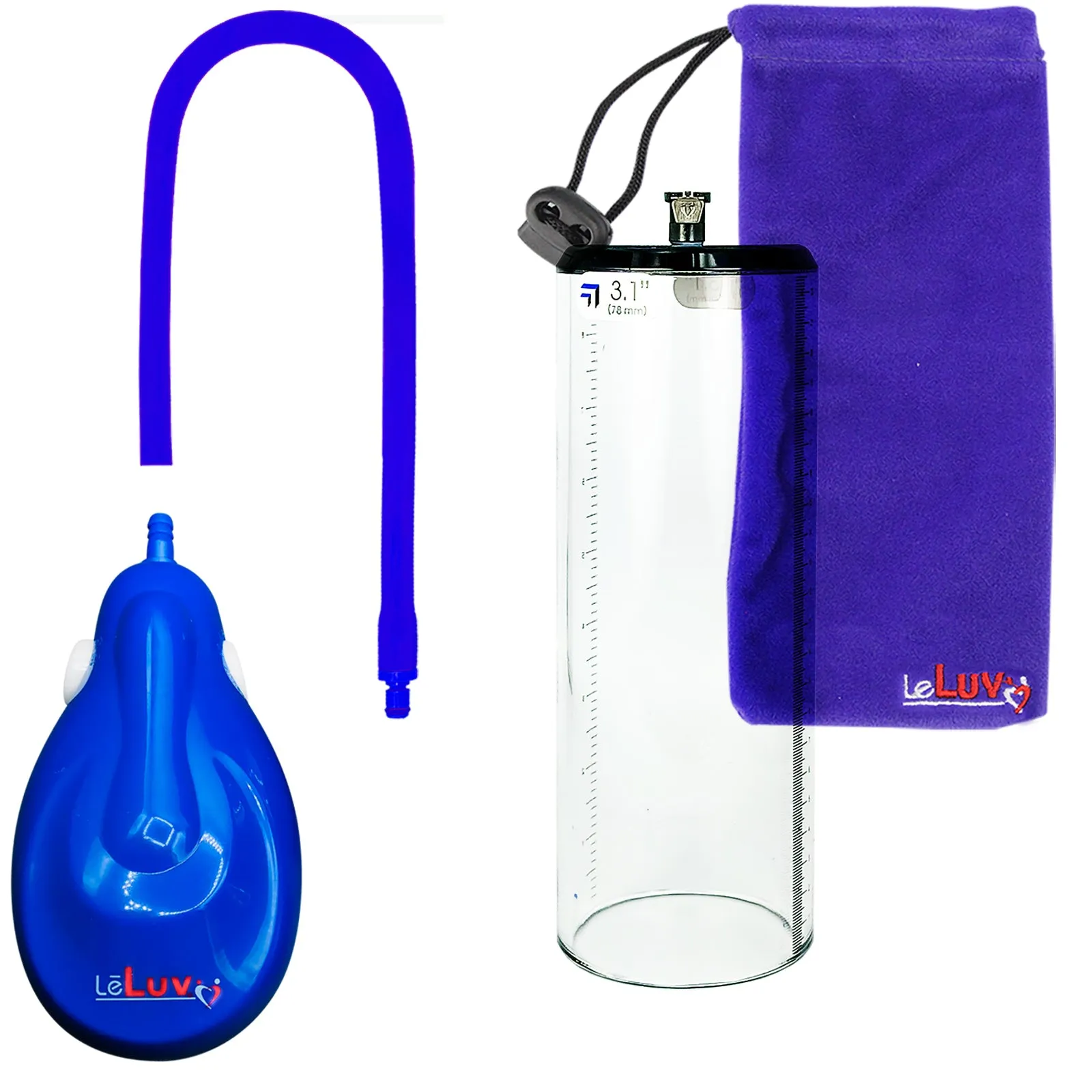 LeLuv eGrip Rechargeable Penis Pump - Thick-Walled Cylinders with Premium Silicone Hose