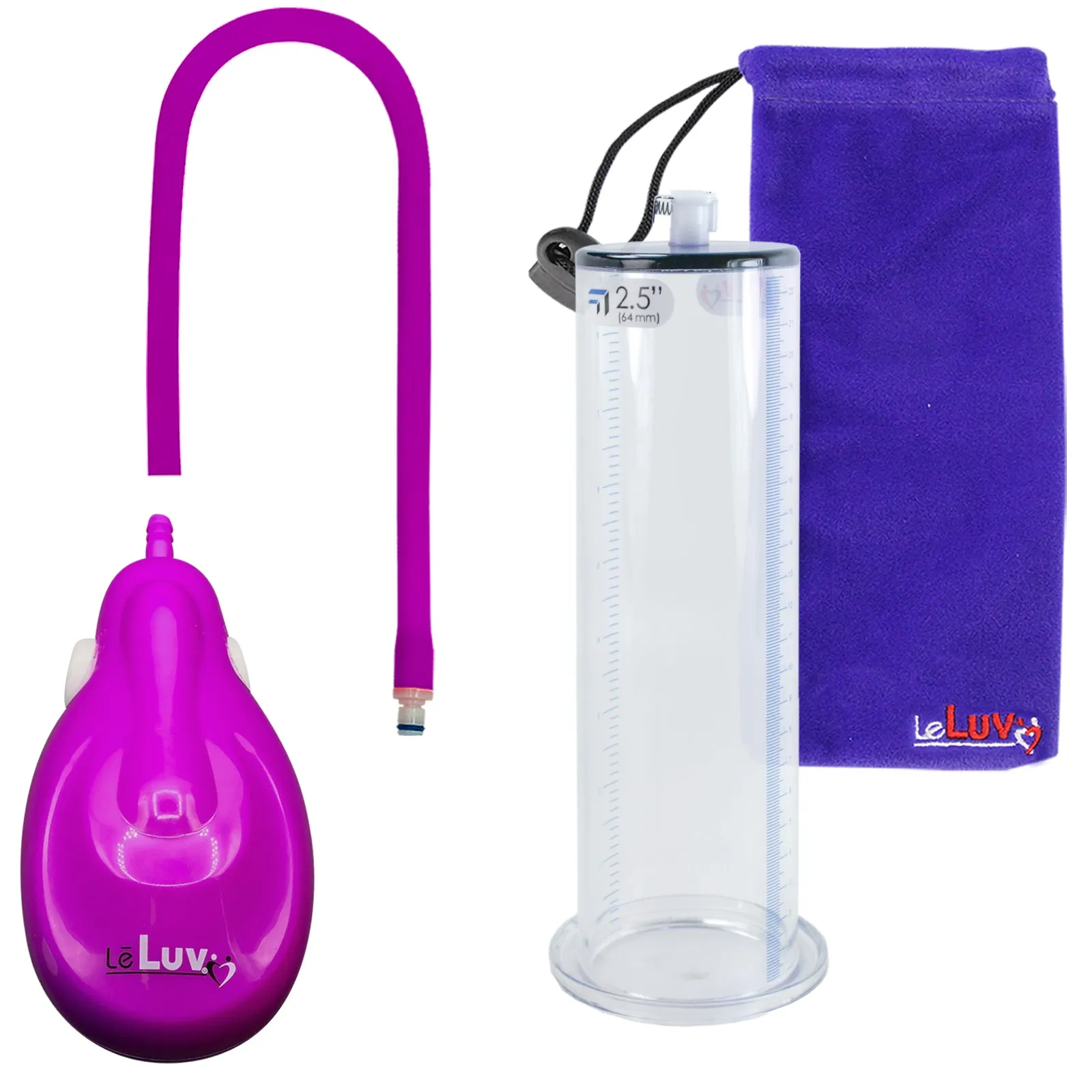 LeLuv eGrip Rechargeable Penis Pump - Wide Flange Cylinders with Premium Silicone Hose