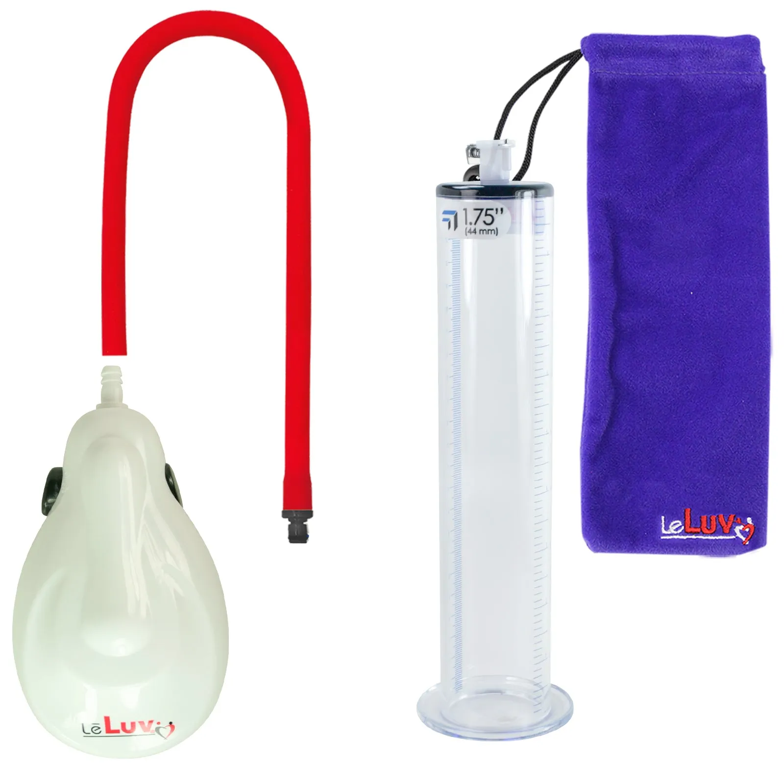 LeLuv eGrip Rechargeable Penis Pump - Wide Flange Cylinders with Premium Silicone Hose