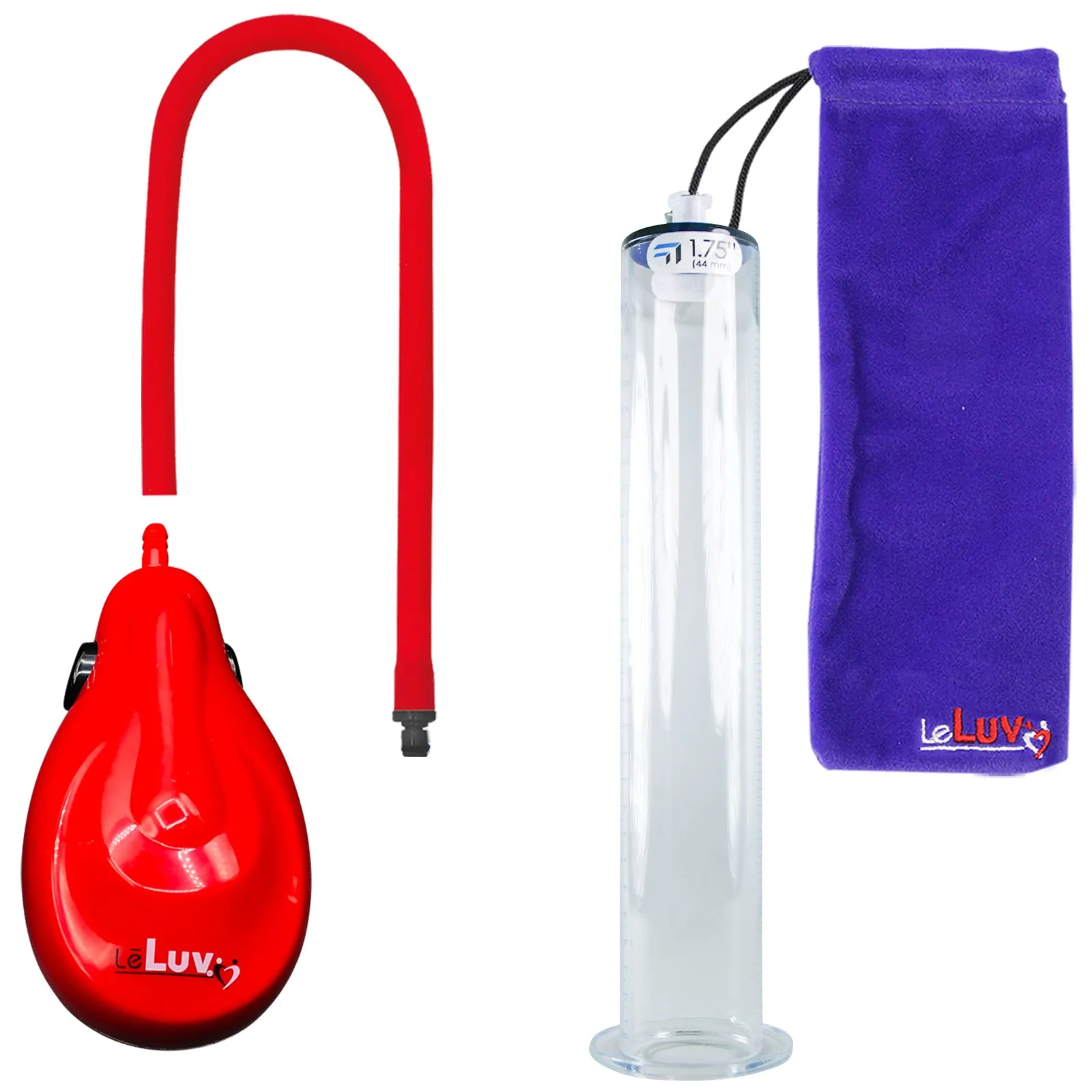 LeLuv eGrip Rechargeable Penis Pump - Wide Flange Cylinders with Premium Silicone Hose