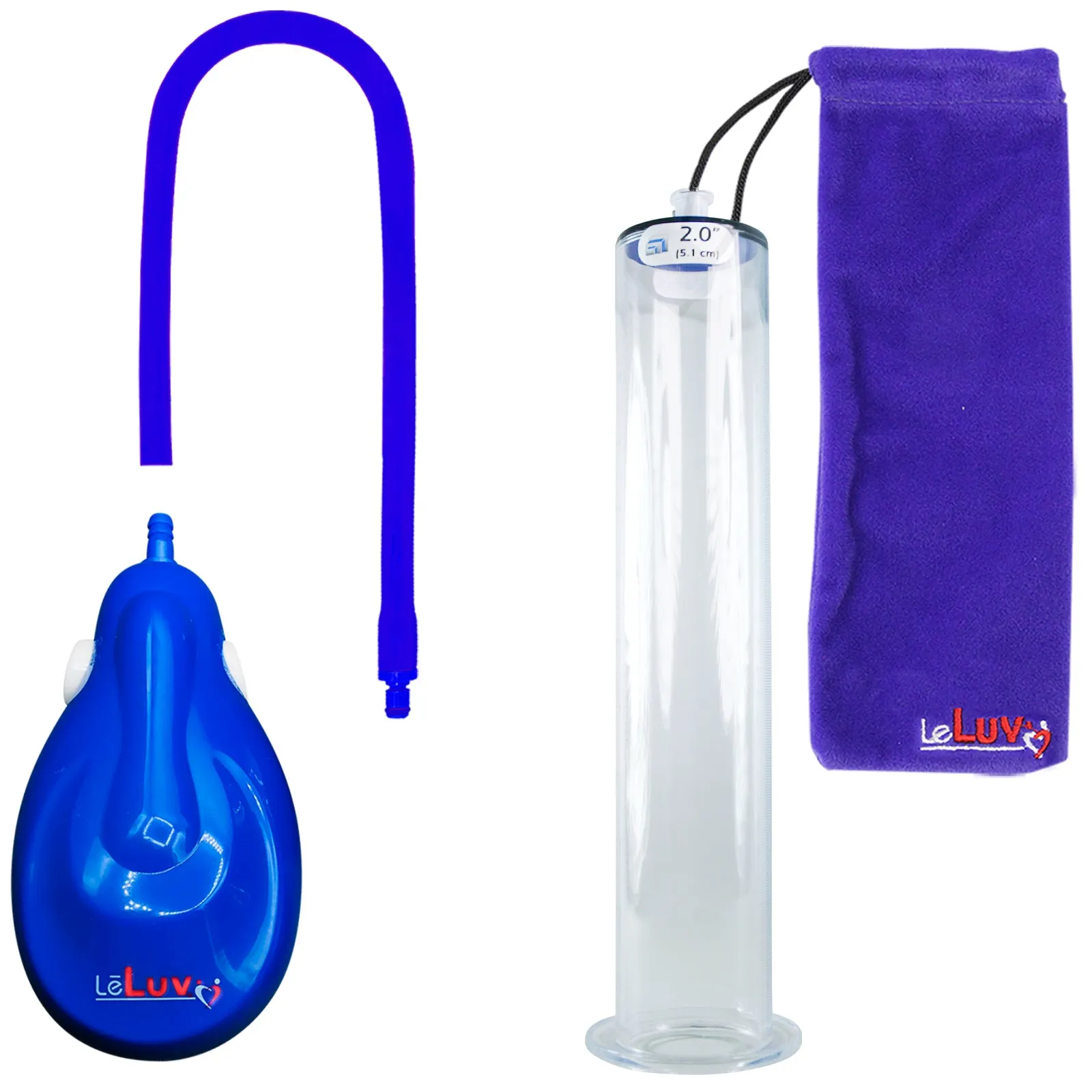 LeLuv eGrip Rechargeable Penis Pump - Wide Flange Cylinders with Premium Silicone Hose