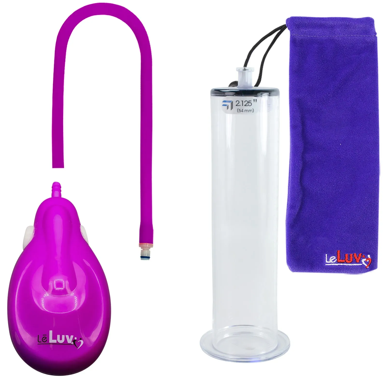 LeLuv eGrip Rechargeable Penis Pump - Wide Flange Cylinders with Premium Silicone Hose