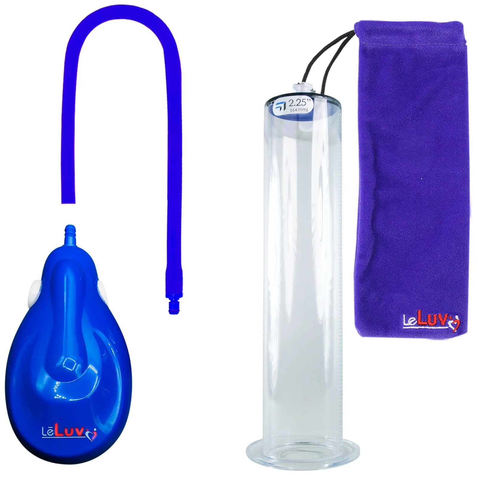 LeLuv eGrip Rechargeable Penis Pump - Wide Flange Cylinders with Premium Silicone Hose