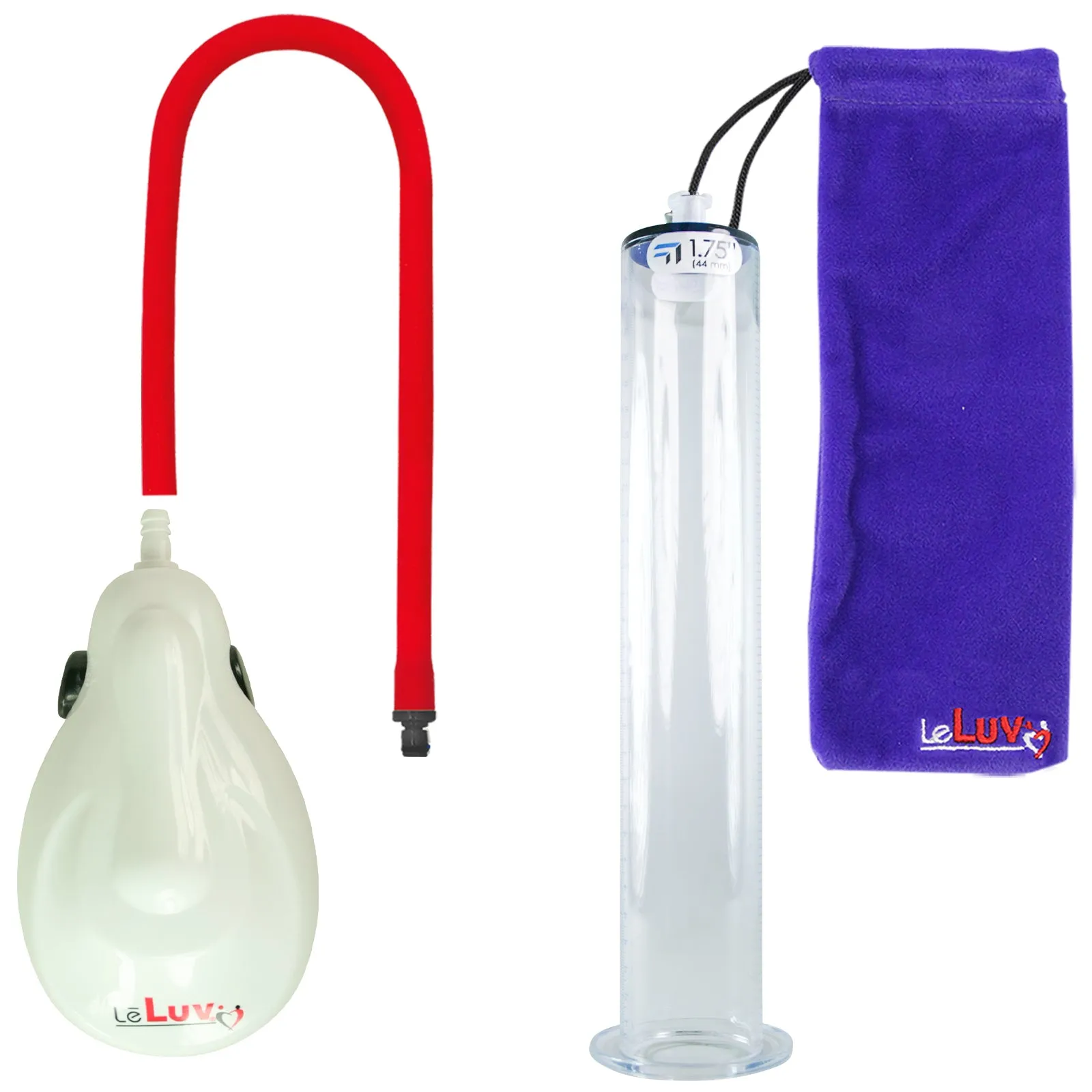 LeLuv eGrip Rechargeable Penis Pump - Wide Flange Cylinders with Premium Silicone Hose