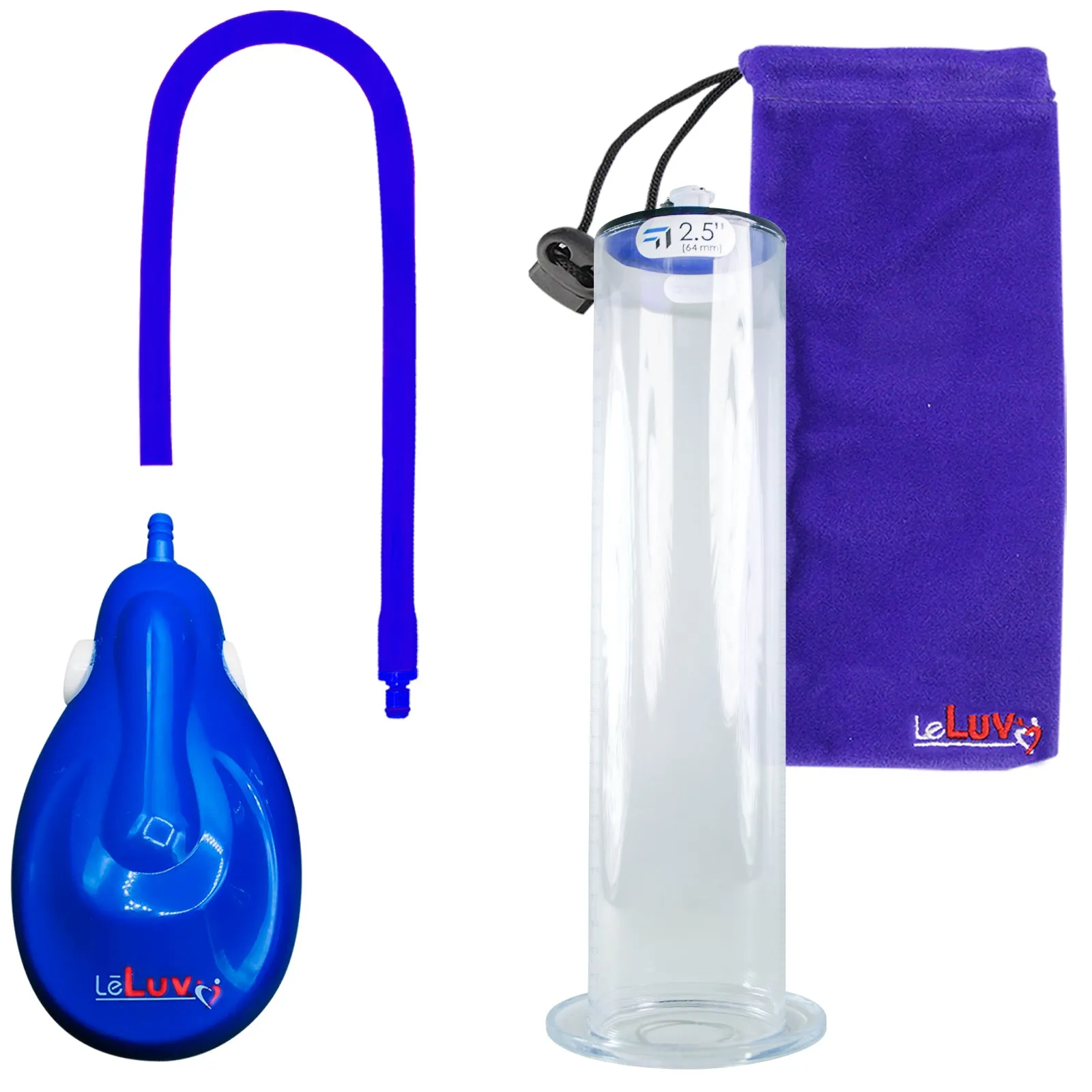 LeLuv eGrip Rechargeable Penis Pump - Wide Flange Cylinders with Premium Silicone Hose