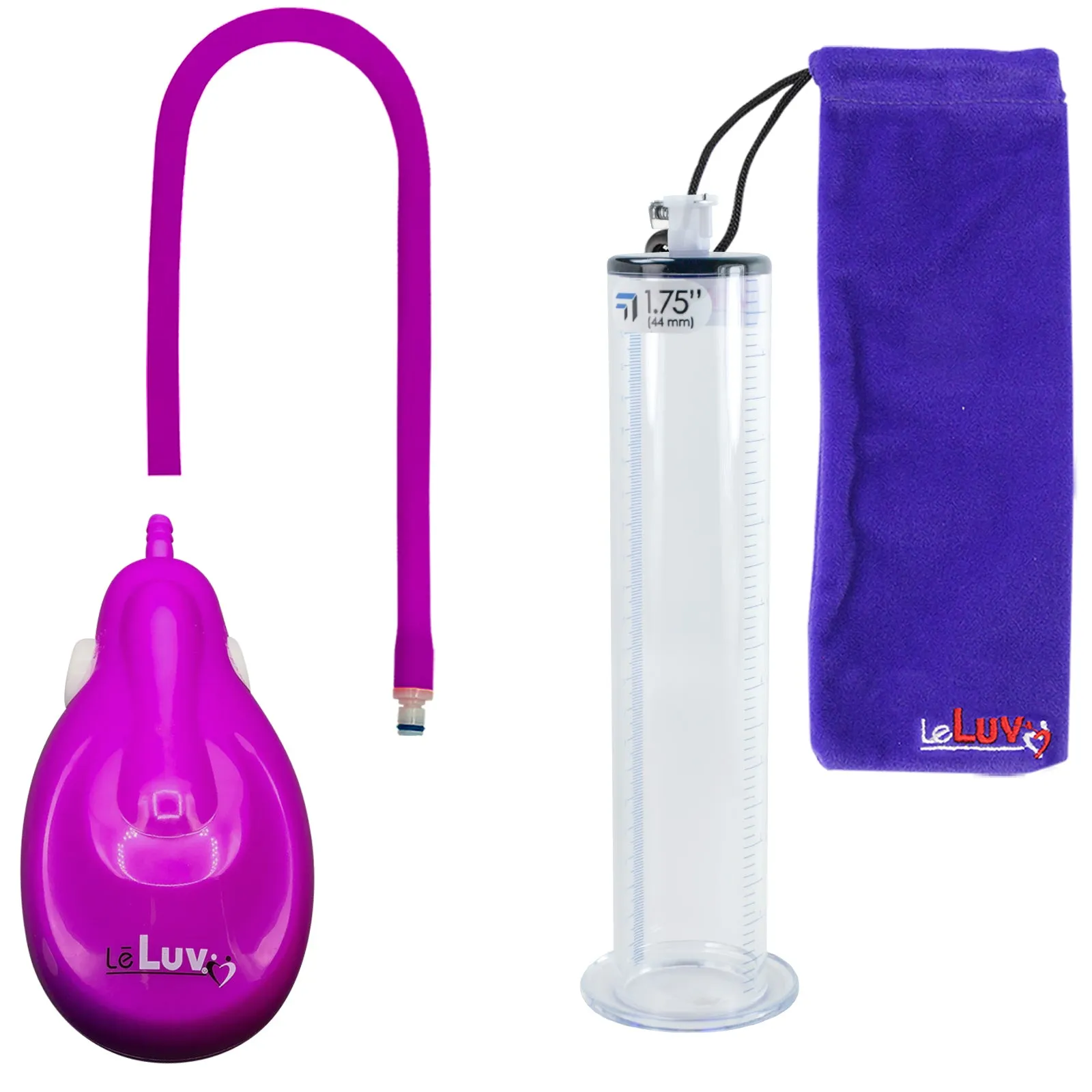 LeLuv eGrip Rechargeable Penis Pump - Wide Flange Cylinders with Premium Silicone Hose