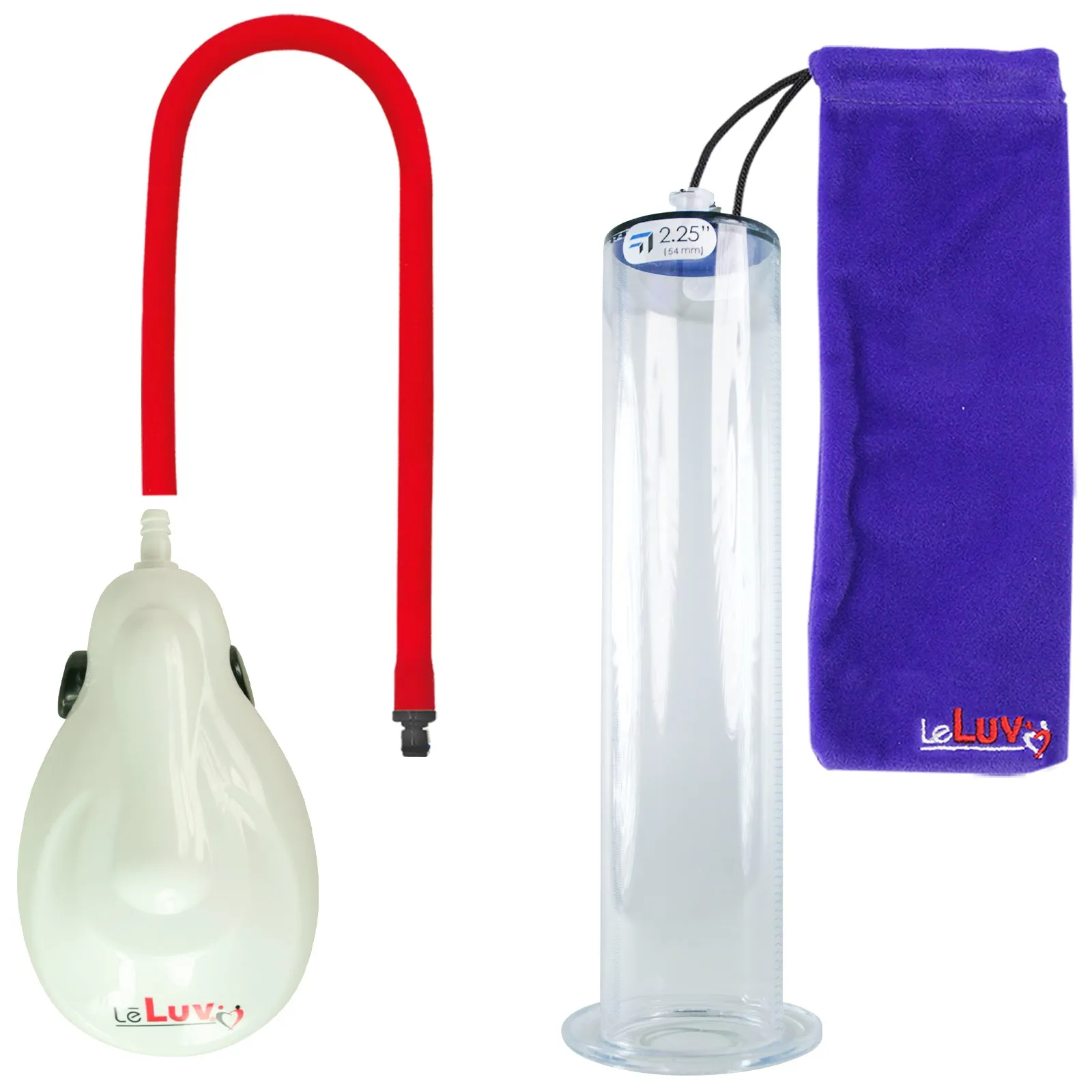 LeLuv eGrip Rechargeable Penis Pump - Wide Flange Cylinders with Premium Silicone Hose