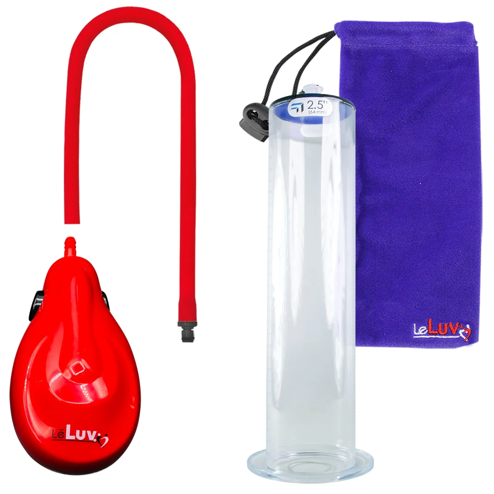 LeLuv eGrip Rechargeable Penis Pump - Wide Flange Cylinders with Premium Silicone Hose