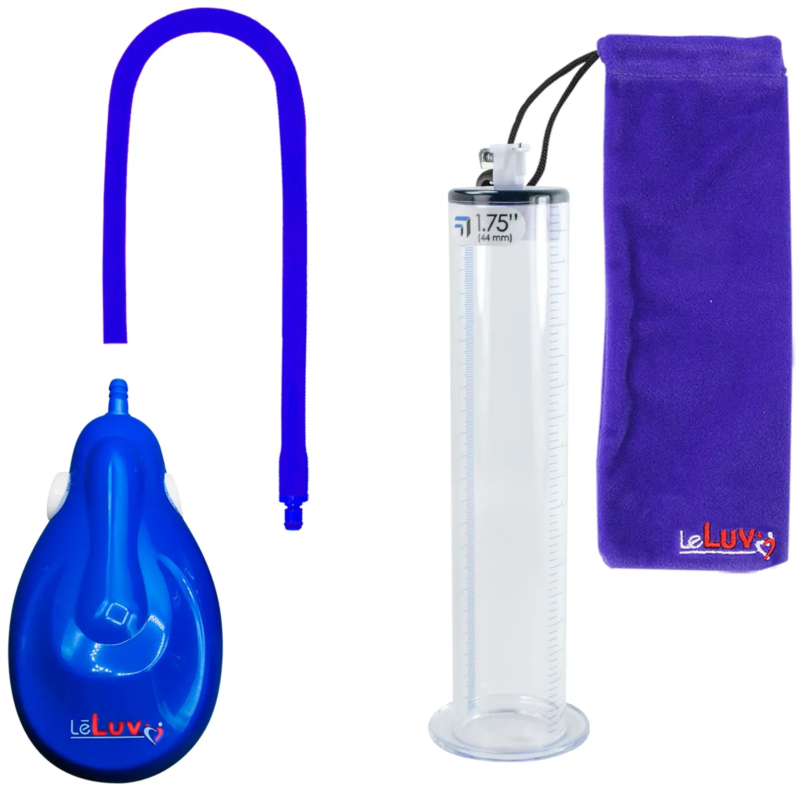 LeLuv eGrip Rechargeable Penis Pump - Wide Flange Cylinders with Premium Silicone Hose