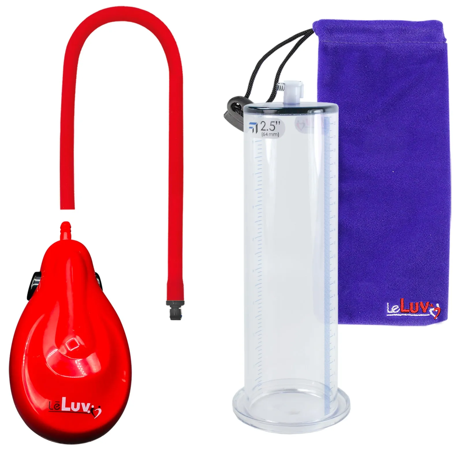 LeLuv eGrip Rechargeable Penis Pump - Wide Flange Cylinders with Premium Silicone Hose