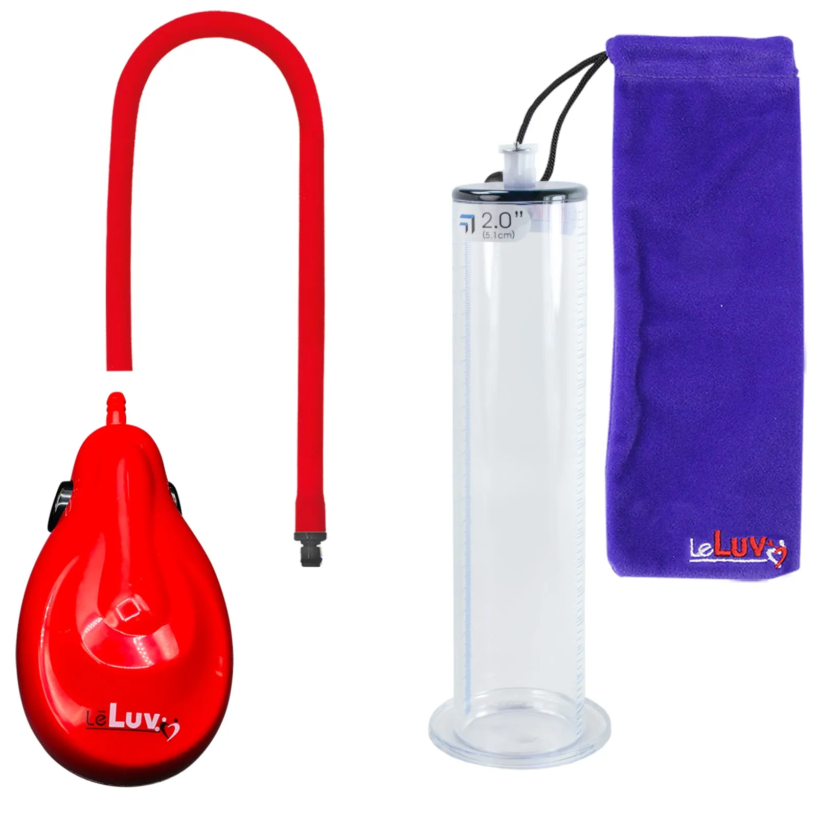 LeLuv eGrip Rechargeable Penis Pump - Wide Flange Cylinders with Premium Silicone Hose