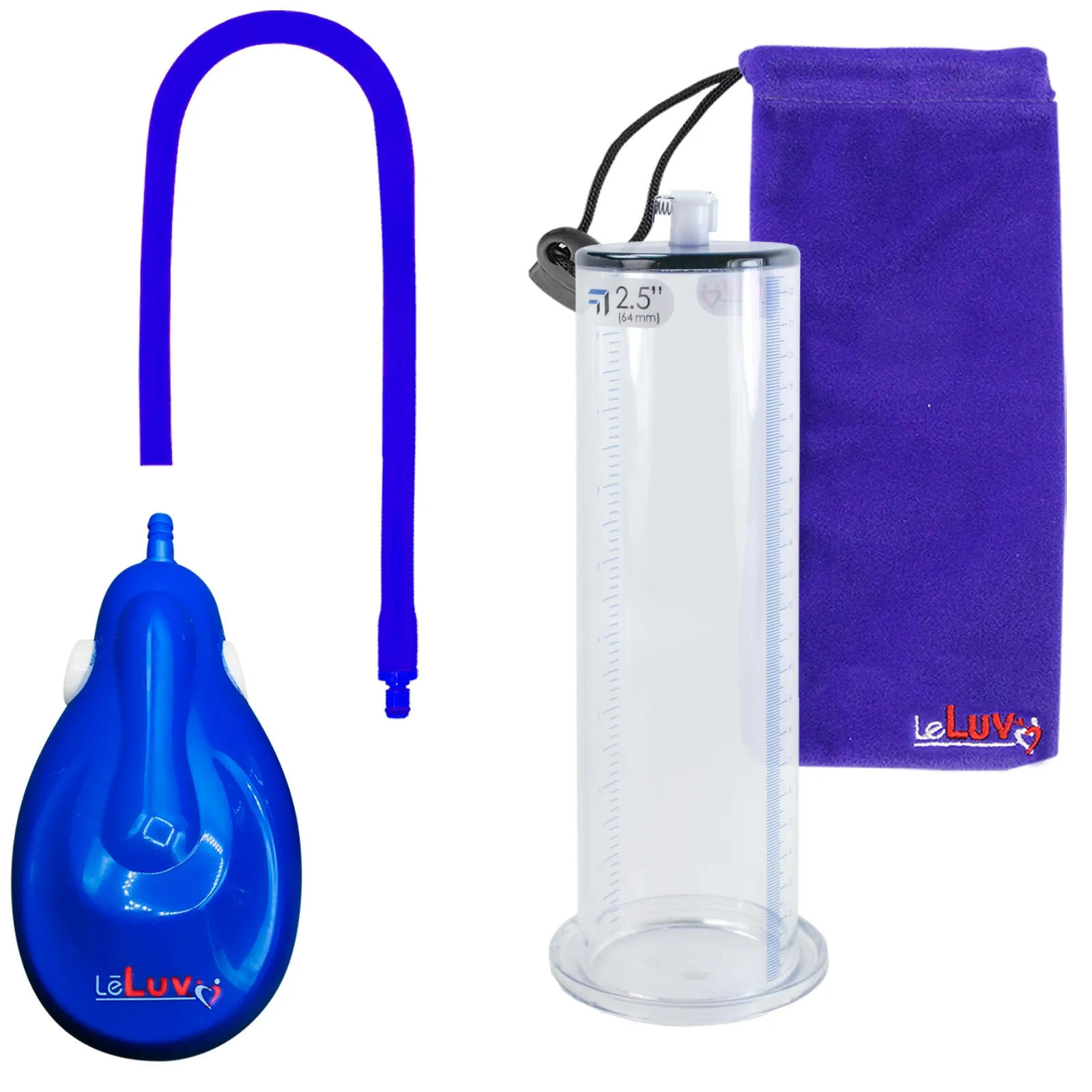 LeLuv eGrip Rechargeable Penis Pump - Wide Flange Cylinders with Premium Silicone Hose