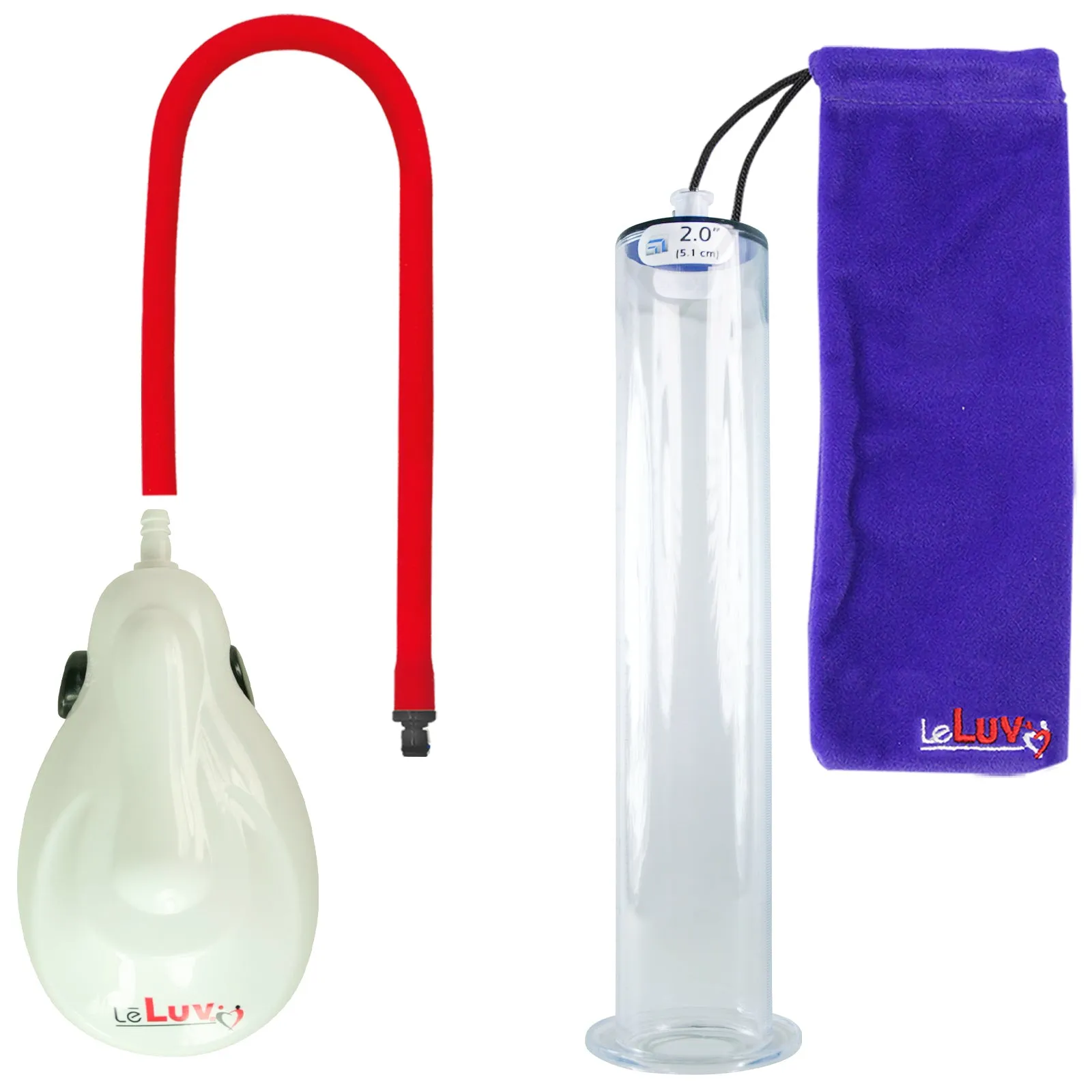 LeLuv eGrip Rechargeable Penis Pump - Wide Flange Cylinders with Premium Silicone Hose