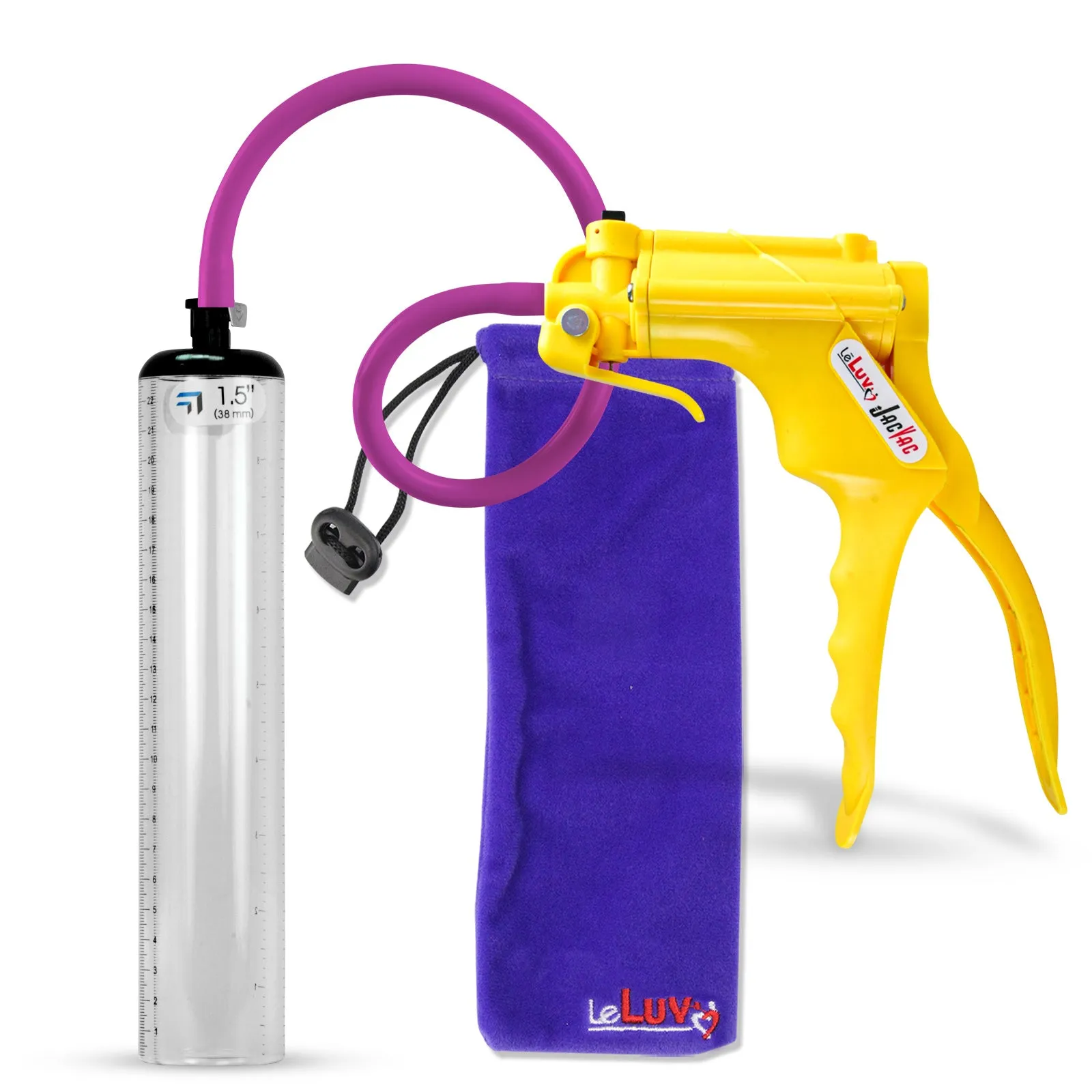 LeLuv JacVac Penis Pump - NPT Gauge Options with Thick-Wall Cylinder - Choose Size & Color