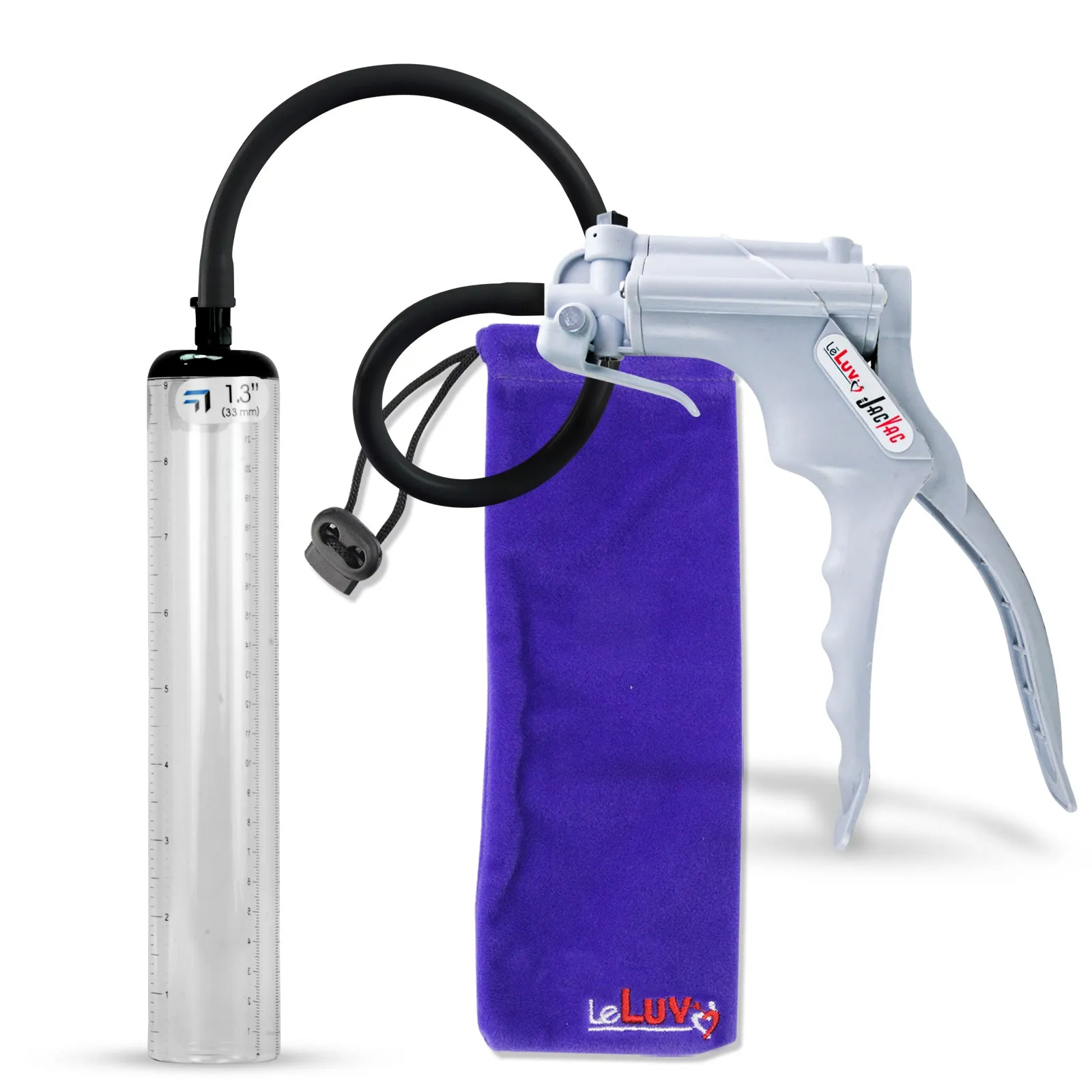 LeLuv JacVac Penis Pump - NPT Gauge Options with Thick-Wall Cylinder - Choose Size & Color