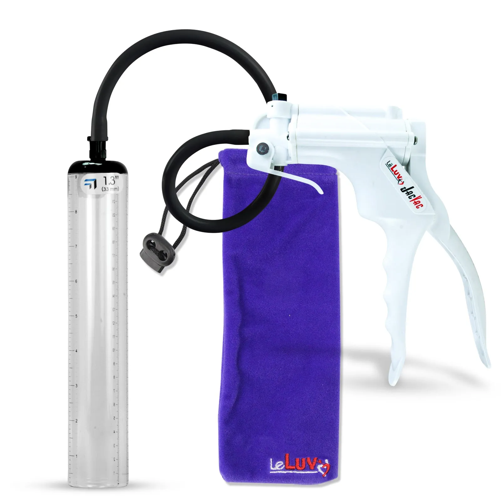 LeLuv JacVac Penis Pump - NPT Gauge Options with Thick-Wall Cylinder - Choose Size & Color