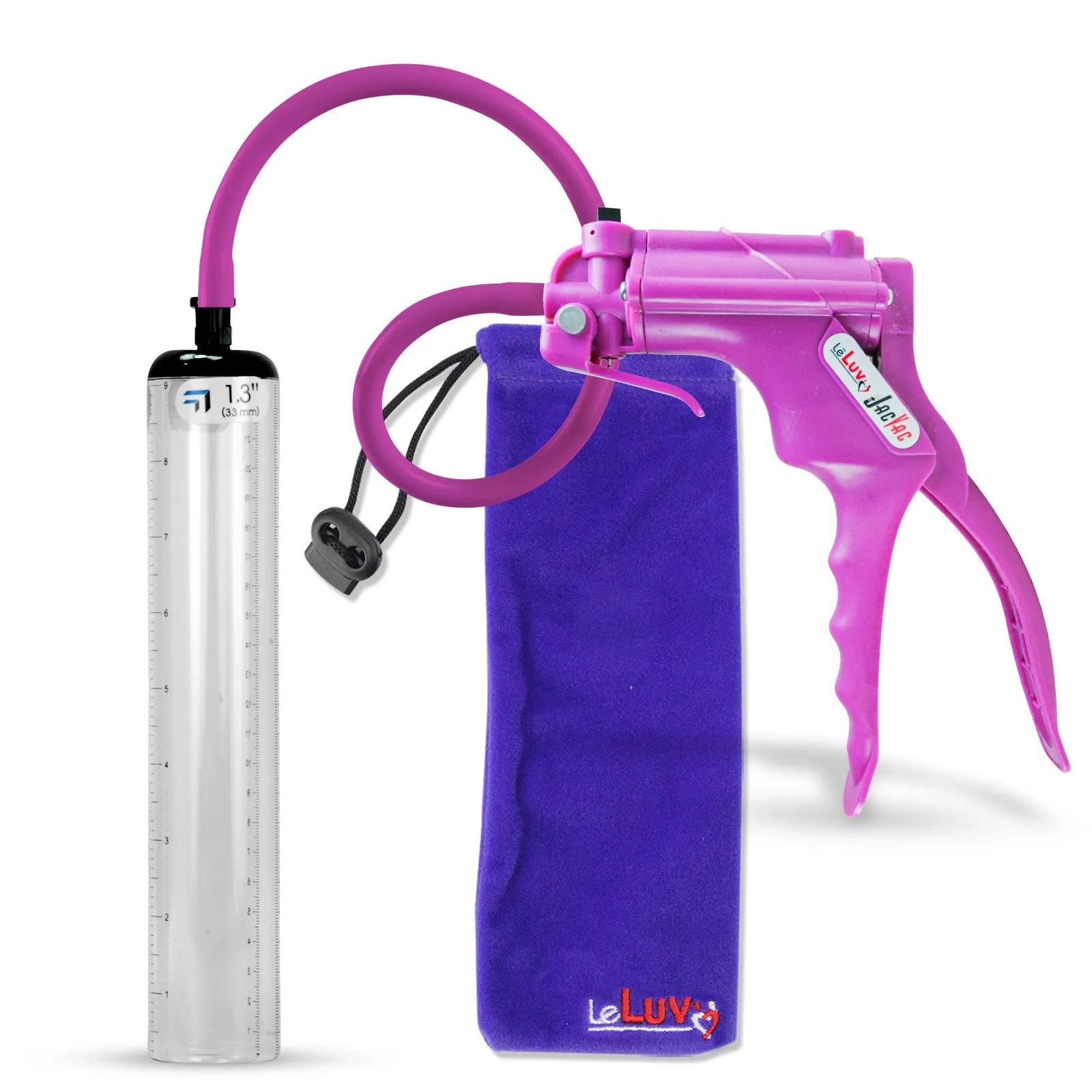 LeLuv JacVac Penis Pump - NPT Gauge Options with Thick-Wall Cylinder - Choose Size & Color