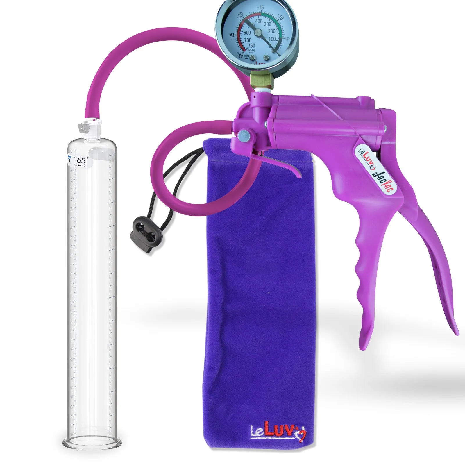 LeLuv JacVac Penis Pump - NPT Handle   Gauge - 12" Round Flange - [Purple-Green Handles on Shopify ONLY]