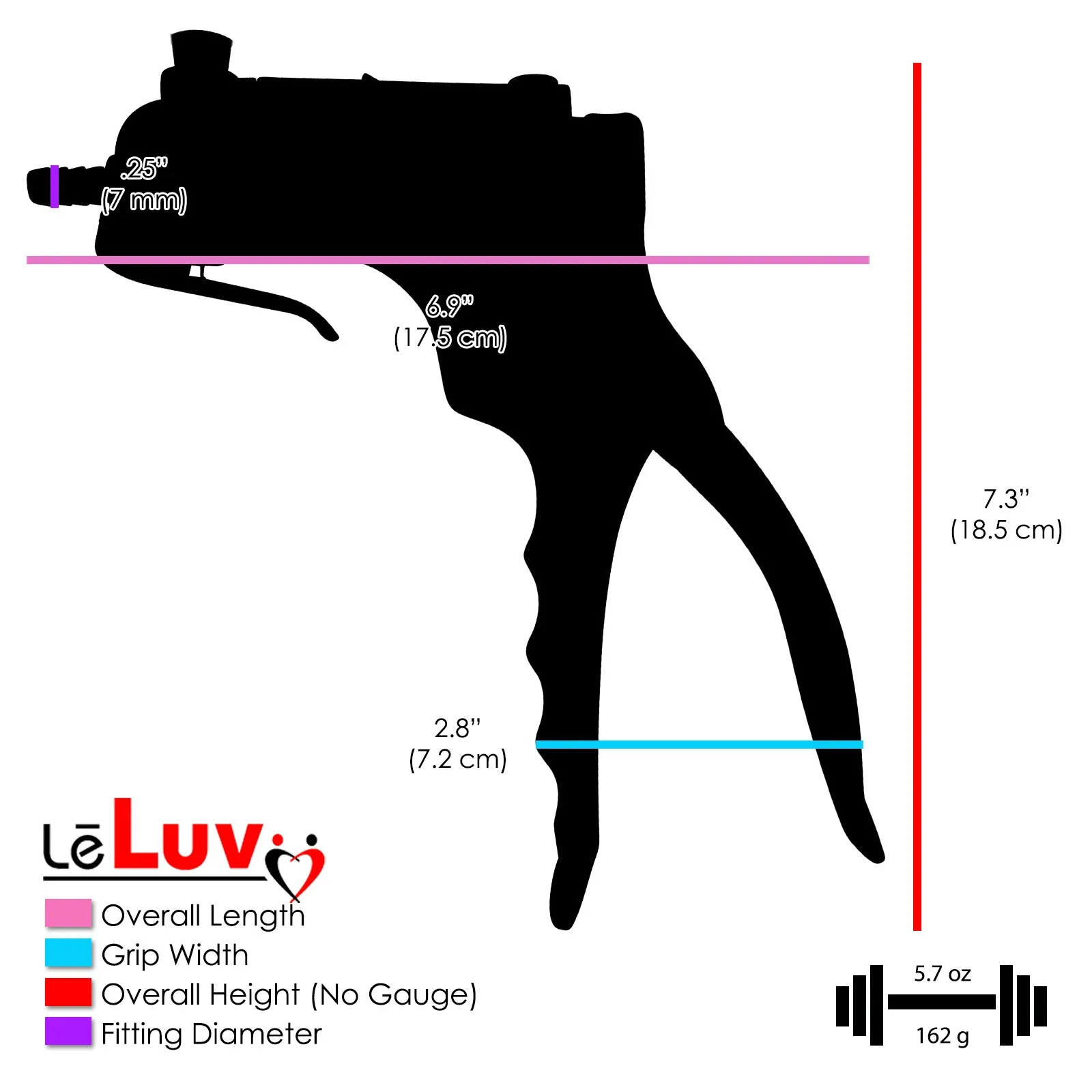 LeLuv JacVac Penis Pump - NPT Handle   Gauge - 12" Round Flange - [Purple-Green Handles on Shopify ONLY]