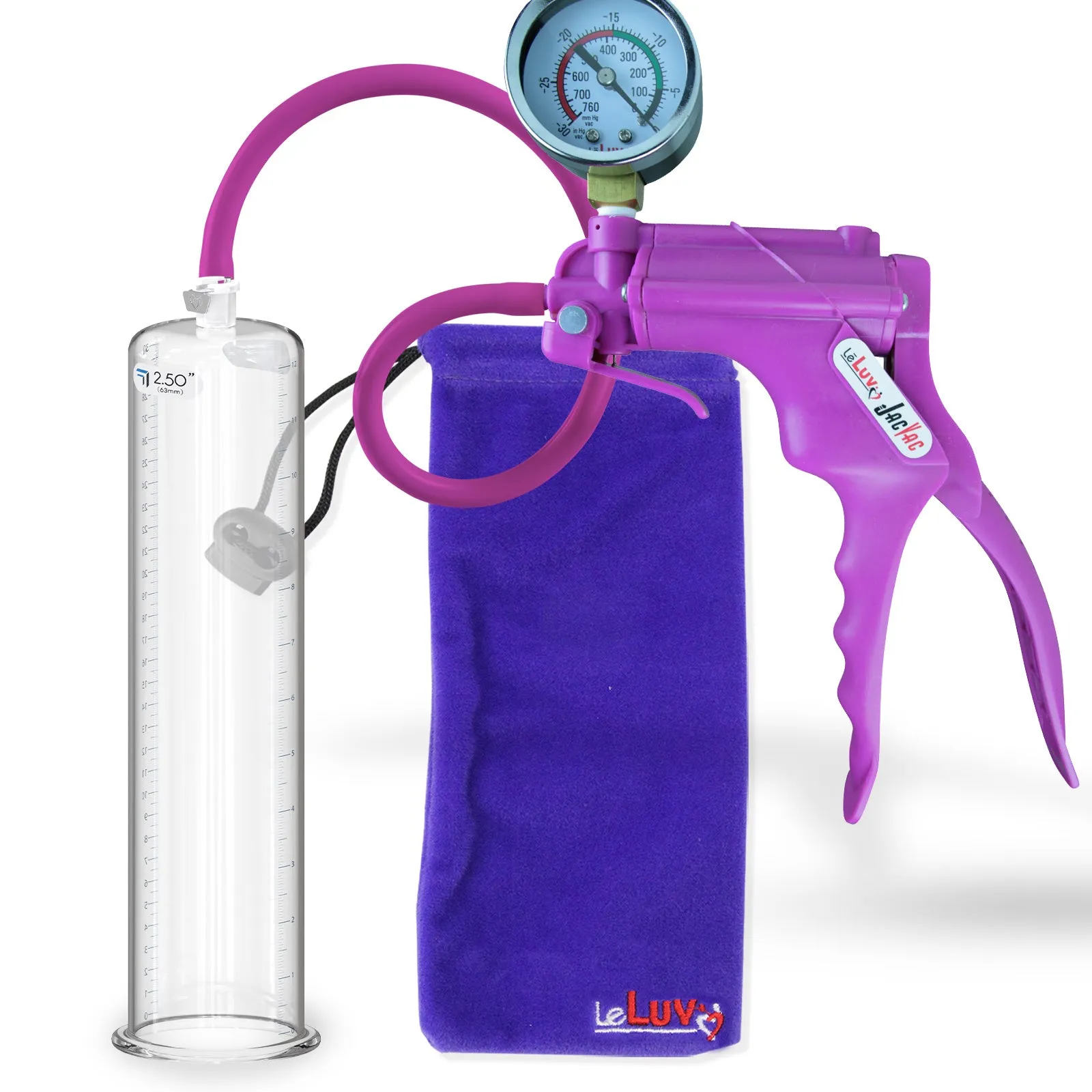 LeLuv JacVac Penis Pump - NPT Handle   Gauge - 12" Round Flange - [Purple-Green Handles on Shopify ONLY]