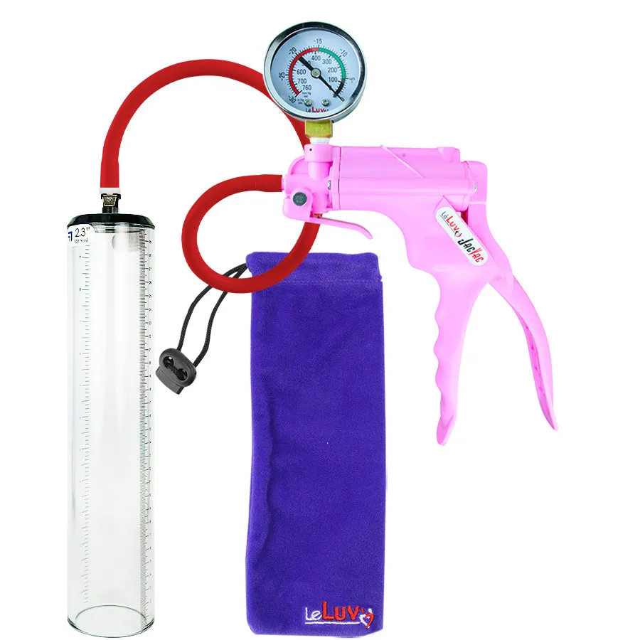 LeLuv JacVac Penis Pump - NPT Handle   Gauge - 12" Thick Wall, No Flange Cylinder [Shopify ONLY]