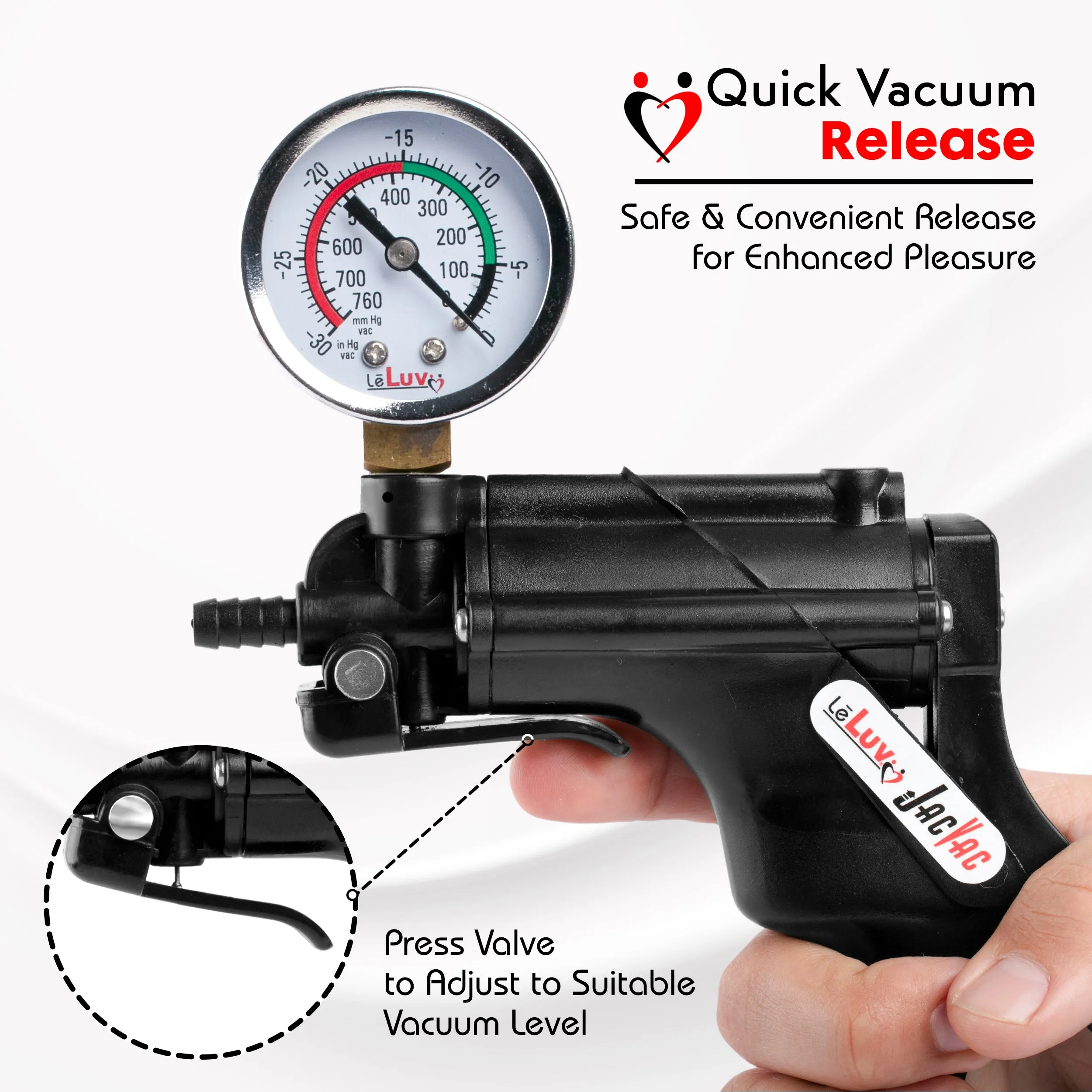 LeLuv JacVac Penis Pump - NPT Handle   Gauge - 12" Thick Wall, No Flange Cylinder [Shopify ONLY]