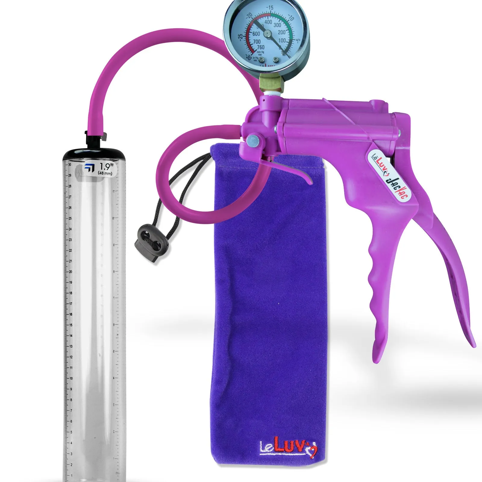 LeLuv JacVac Penis Pump - NPT Handle   Gauge - 12" Thick Wall, No Flange Cylinder [Shopify ONLY]